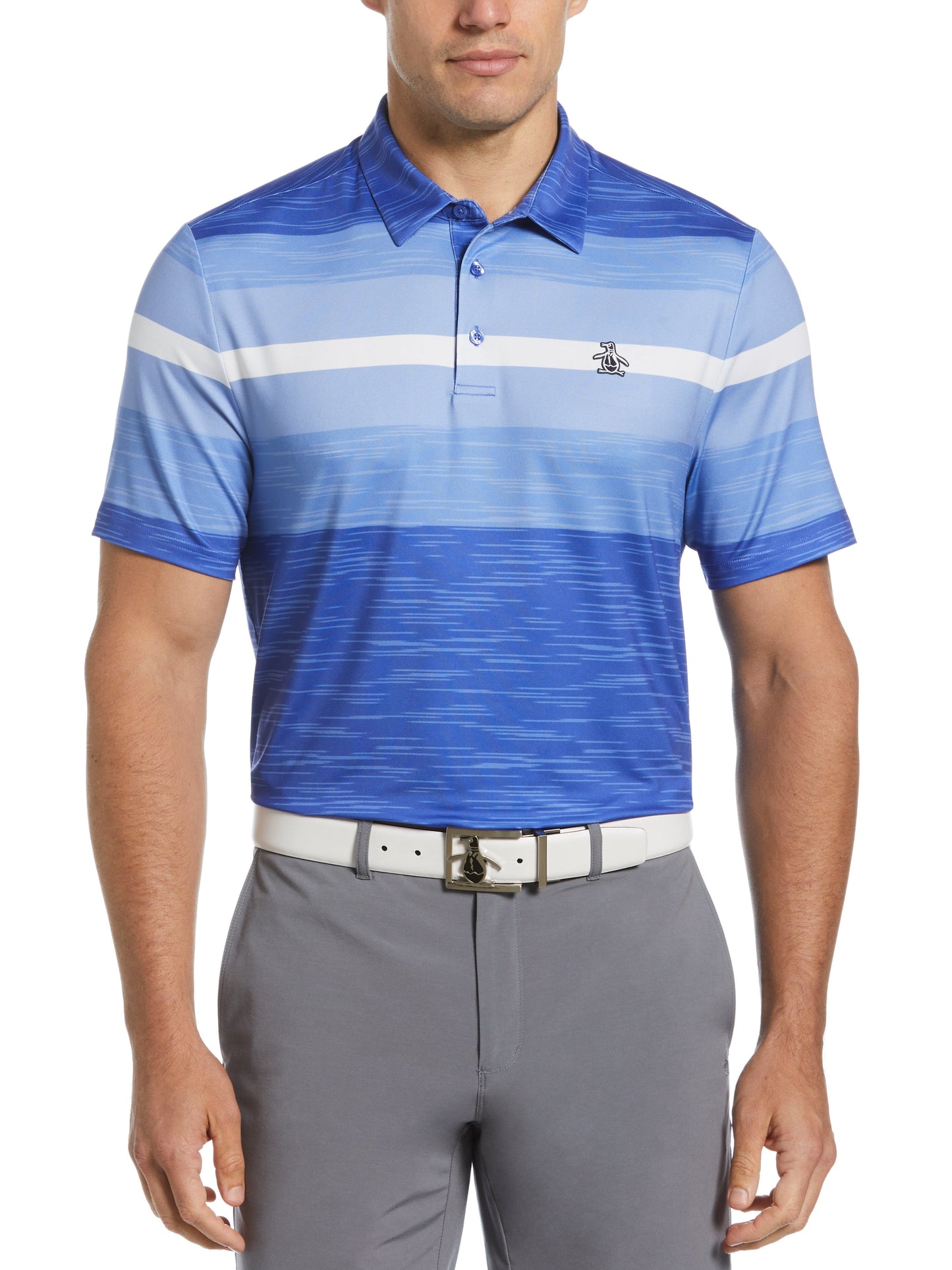 Color Block Engineered Marl Stripe Polo (Amparo Blue)