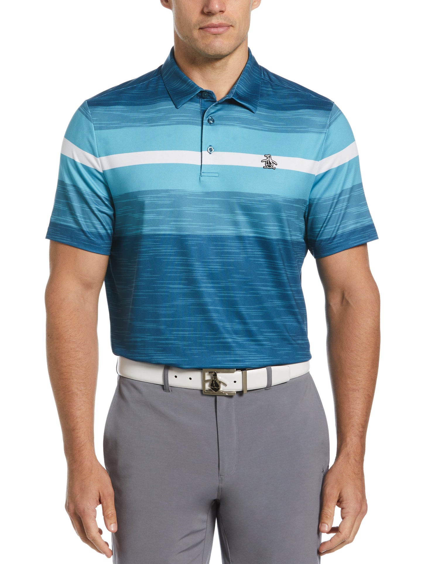 Color Block Engineered Marl Stripe Polo (Corsair)