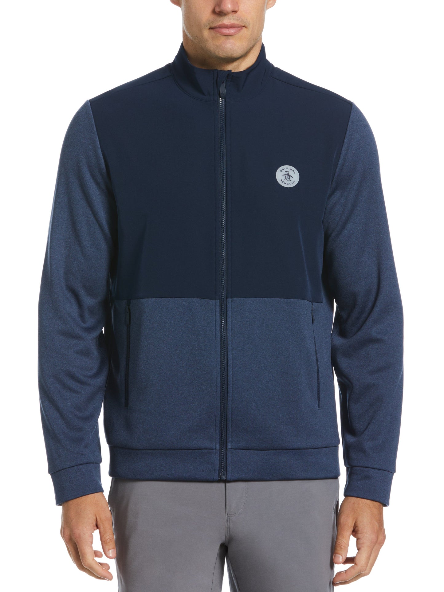 Color Block Fleece Full Zip Jacket (Black Iris Bijou Hthr)