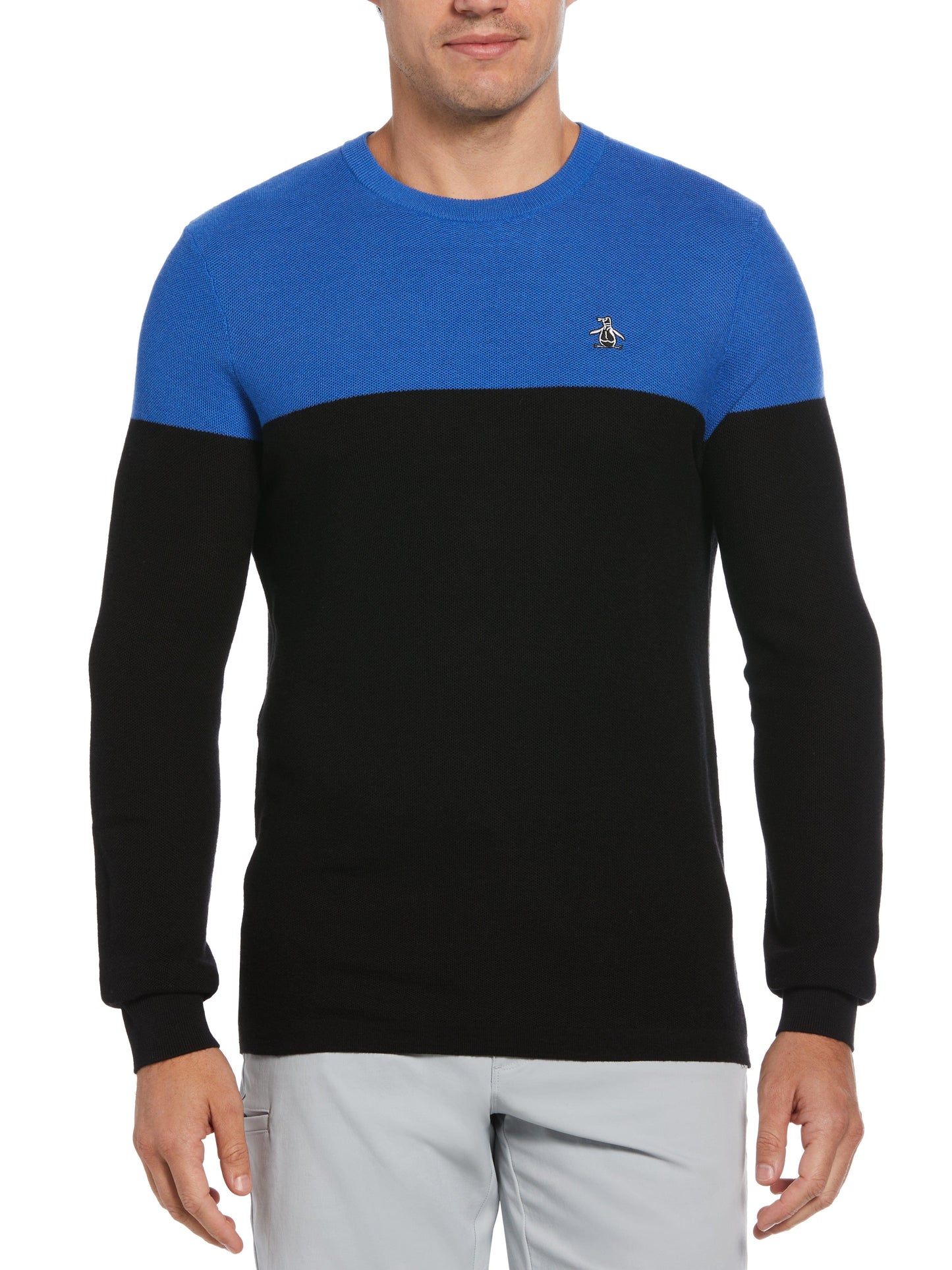 Color Block Long Sleeve Golf Sweater (True Caviar)