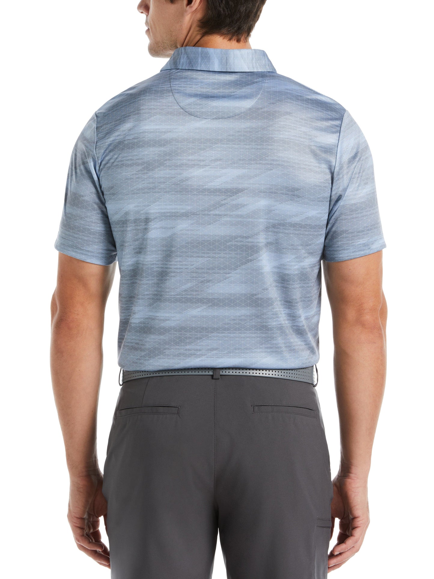 Men's Digitized Chest Stripe Print Golf Polo