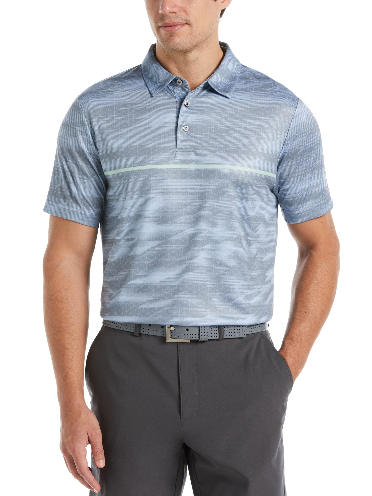 Digitized Chest Stripe Print Golf Polo (Tradewinds)