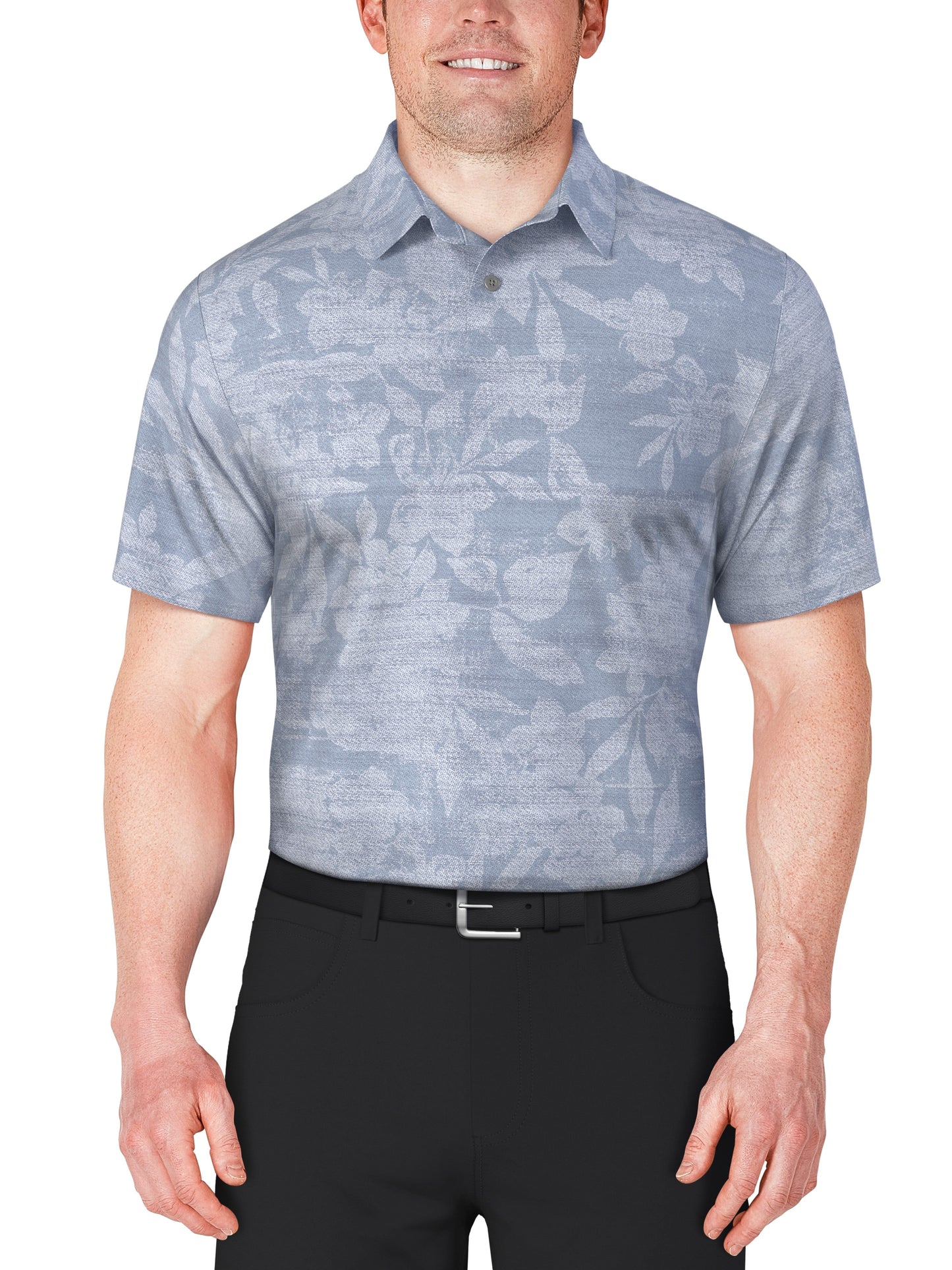 Distressed Floral Print Golf Polo (Tradewinds)