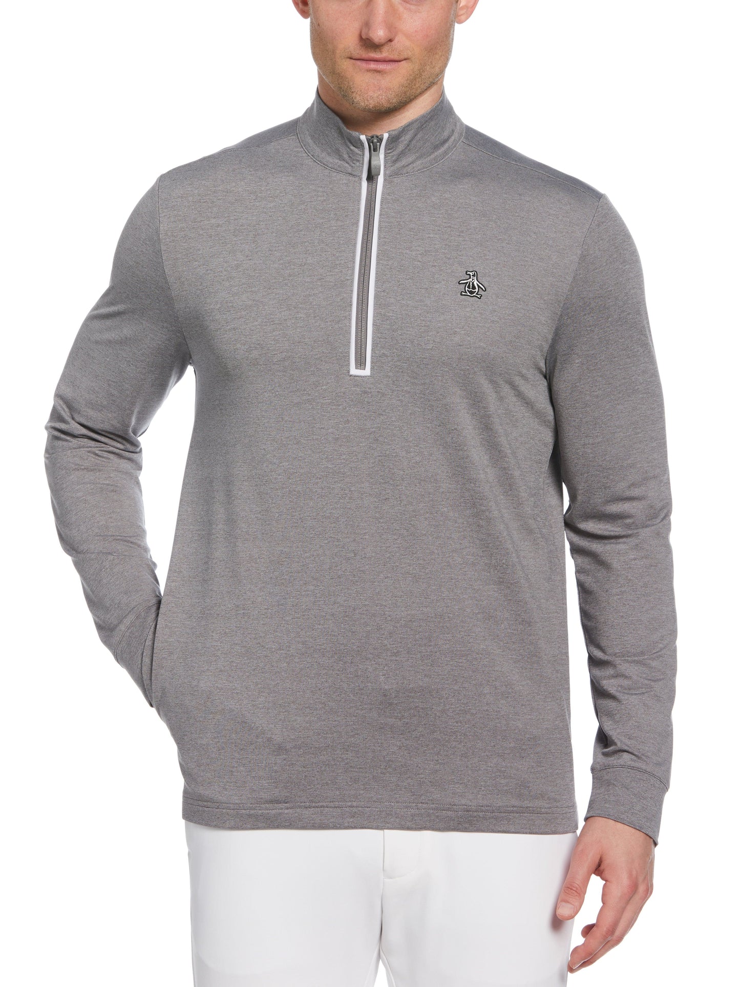 Earl 1/4 Zip Long Sleeve Golf Pullover Jumper (Quiet Gray Heather)