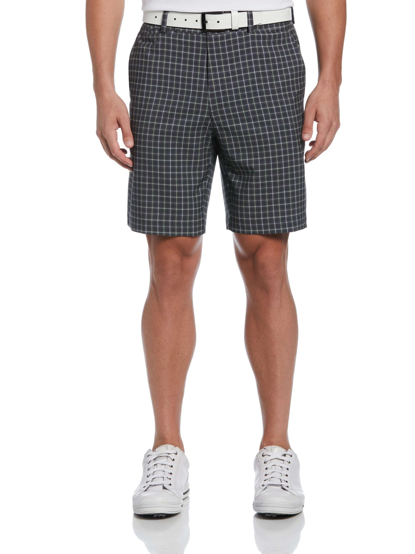 Energy Plaid Print Golf Short with Active Waistband (Asphalt)