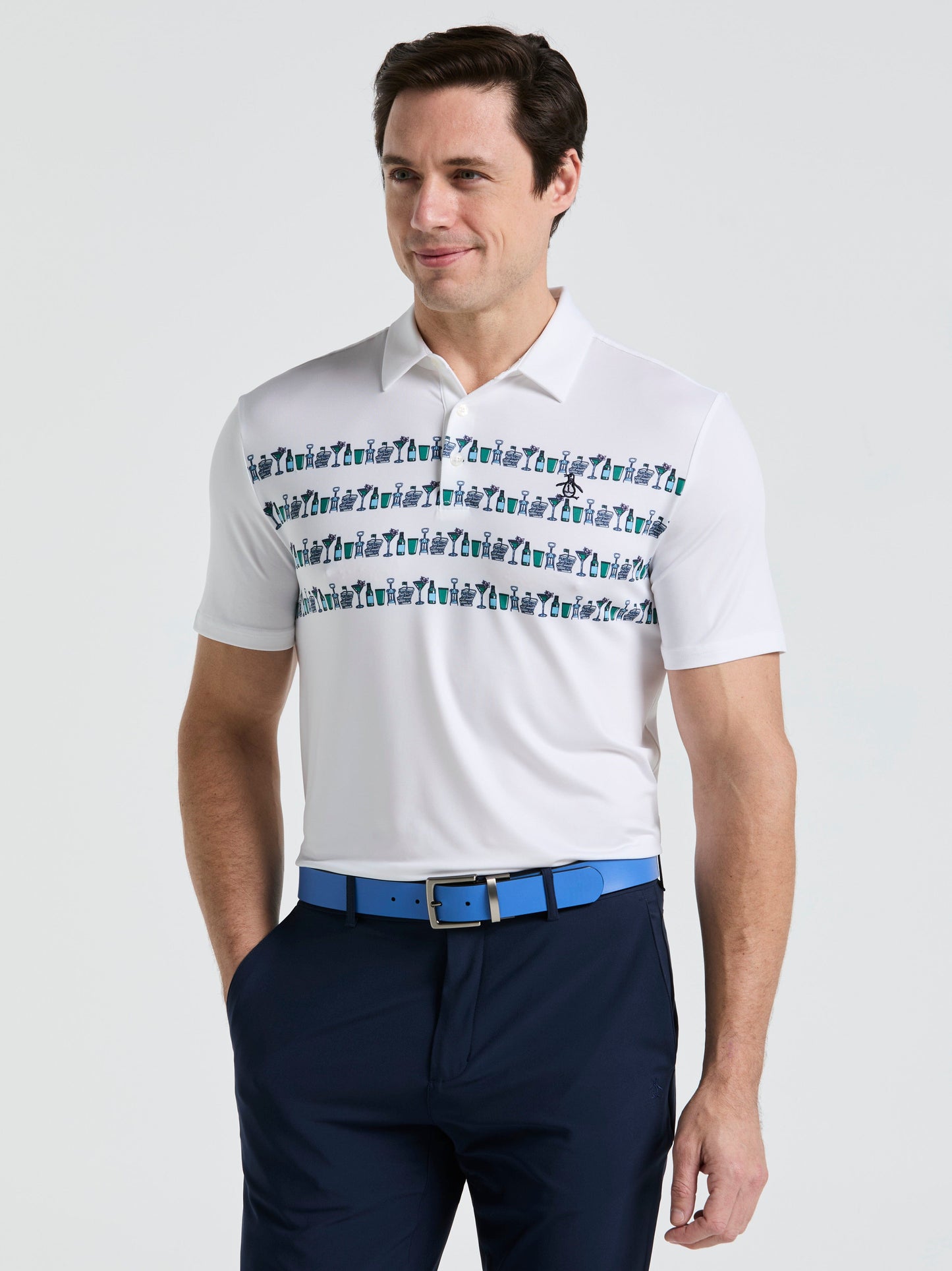 Engineered Cocktail Novelty Golf Polo Shirt (Bright White)