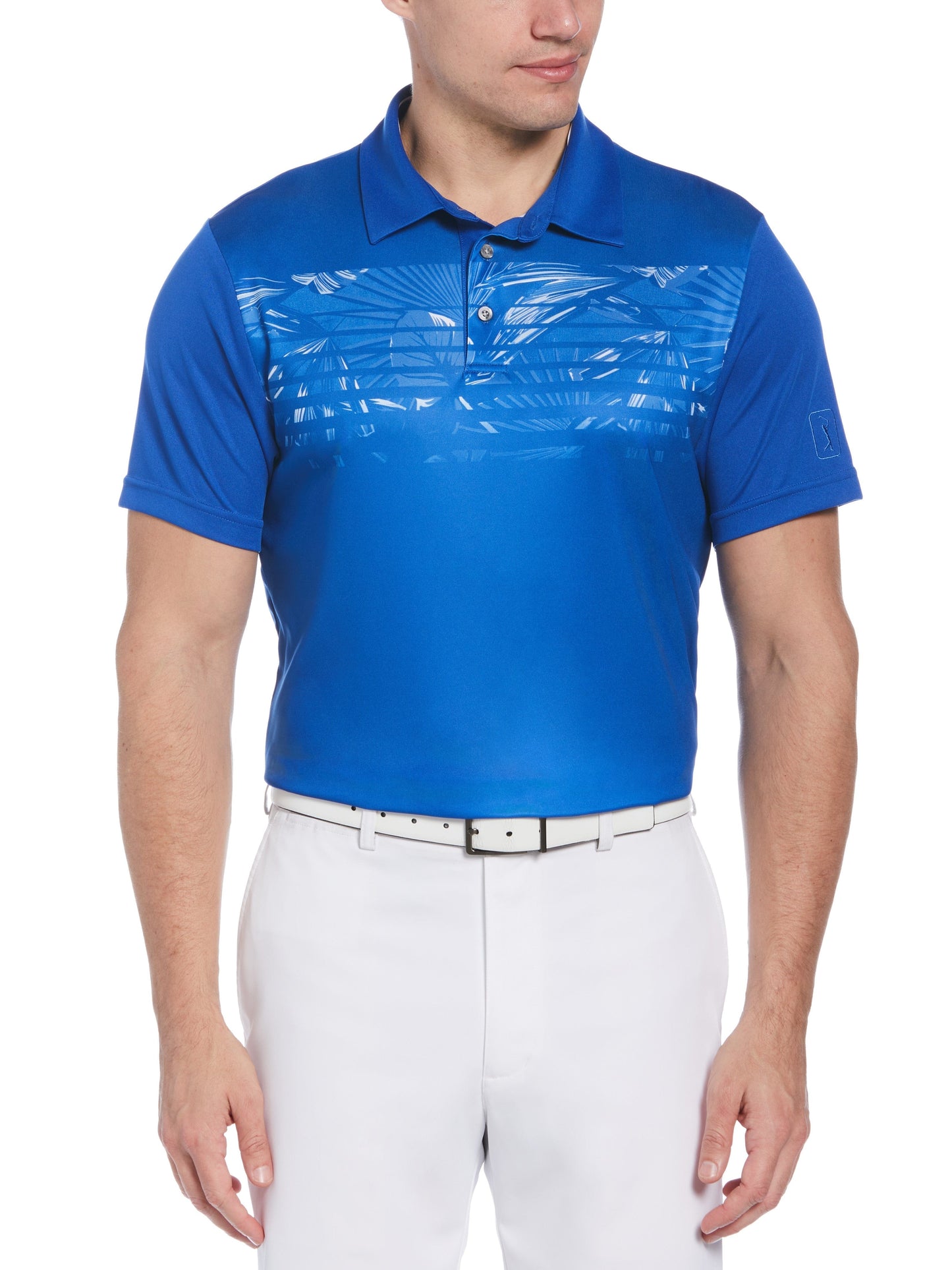 Engineered Tropical Print Golf Polo (Turkish Sea)