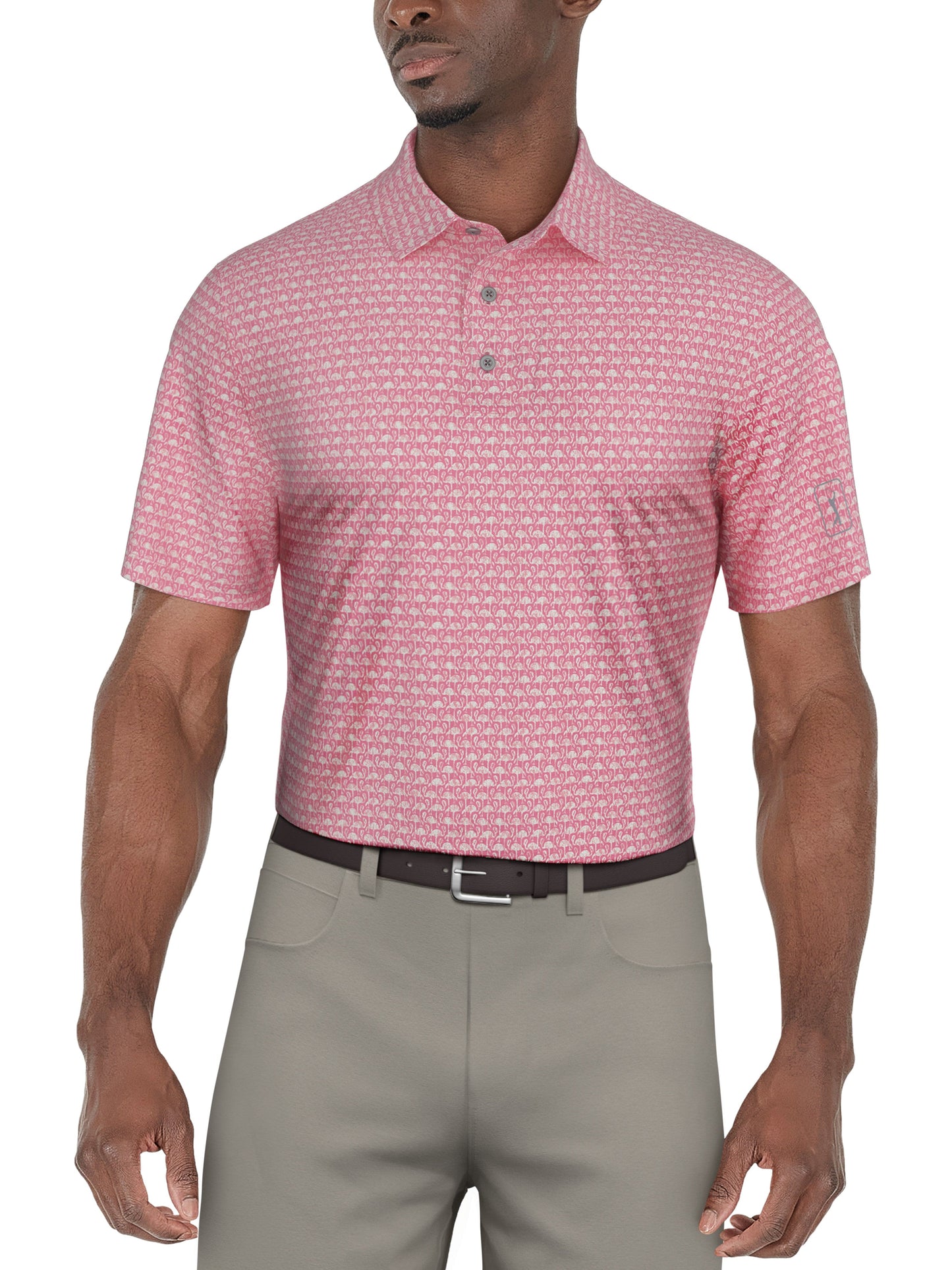 SHORT SLEEVE FLAMINGO GEO PRINTED POLO (Plumeria)