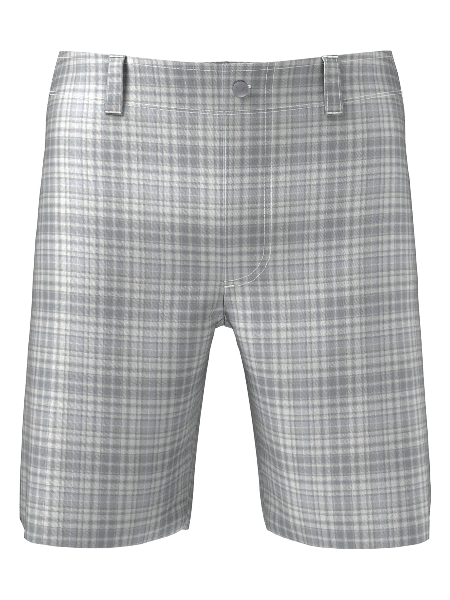 Flat Front Plaid Golf Short (Bright White)