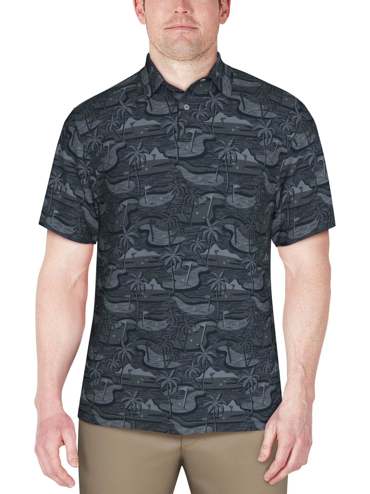 Freeform Golf Print Golf Polo (Charcoal Art)