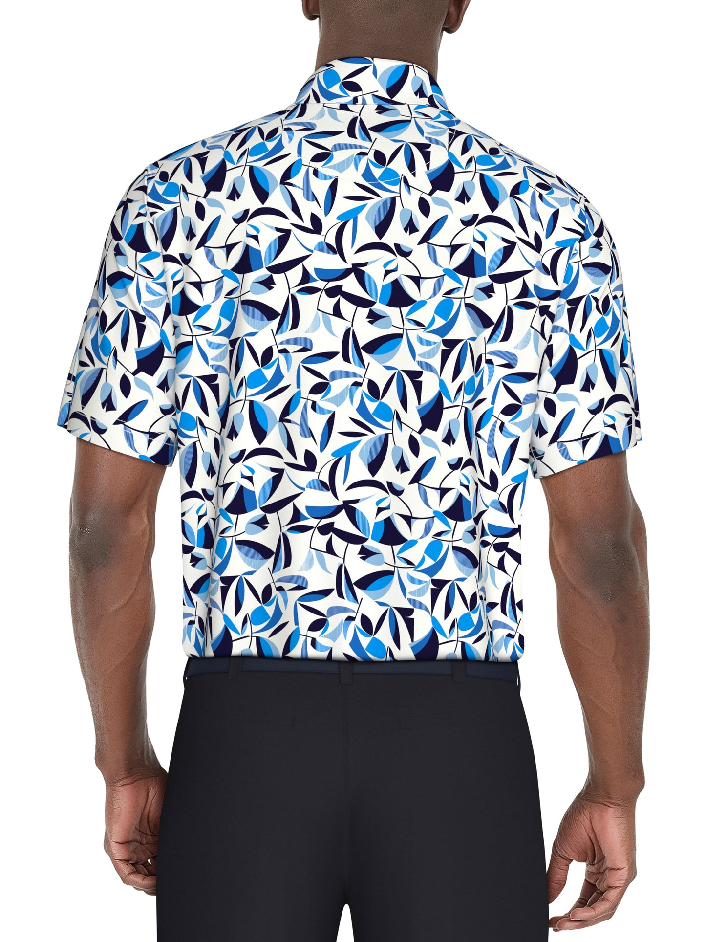 Men's Geo Botanical Print Golf Polo