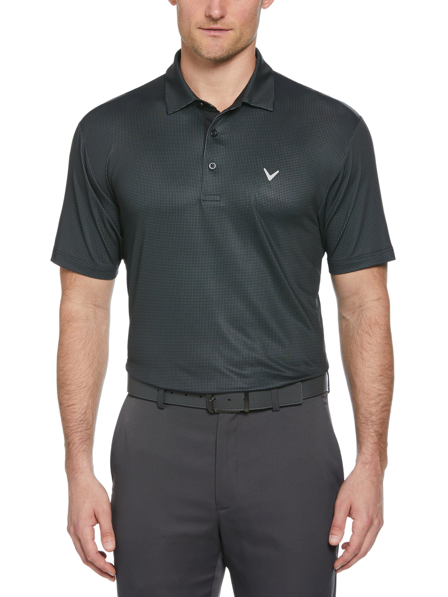 Gingham Print Golf Polo (Caviar)