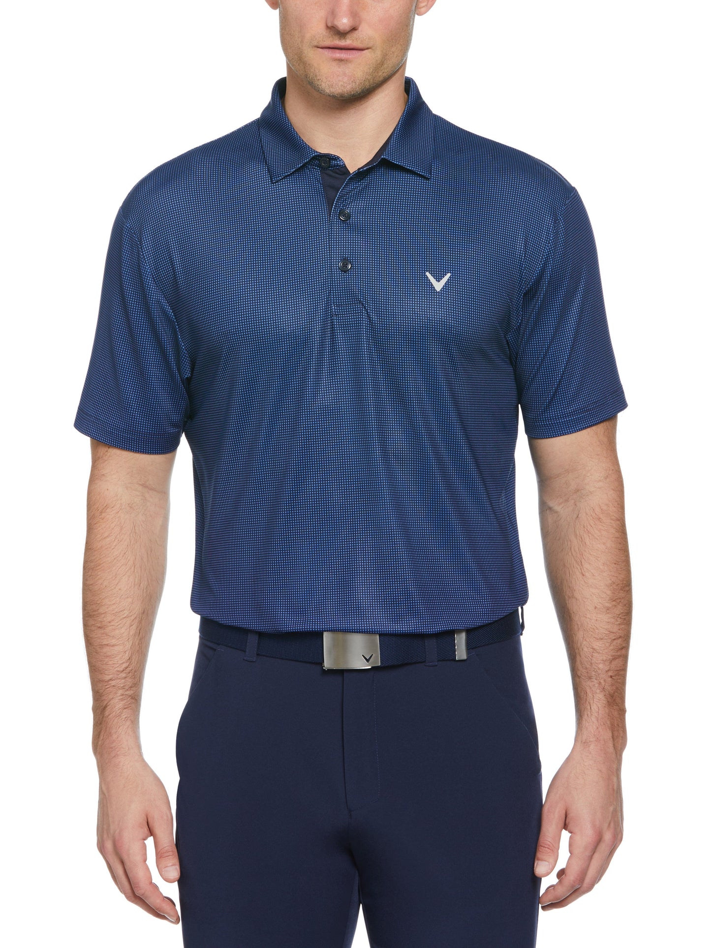 Gingham Print Golf Polo (Peacoat)