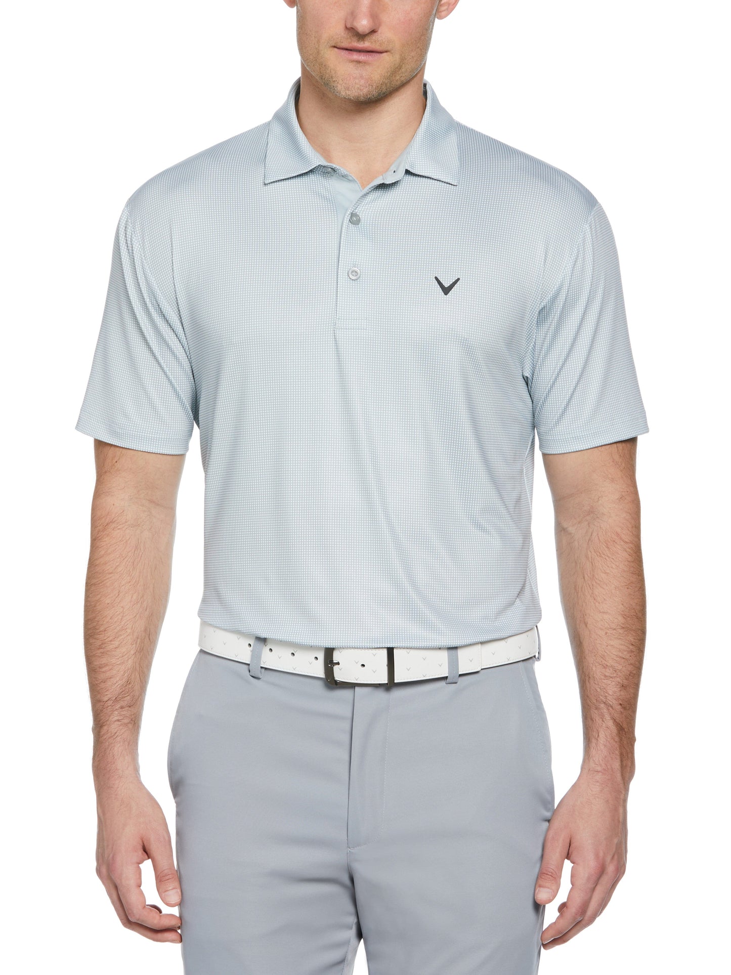 Gingham Print Golf Polo (Quarry)