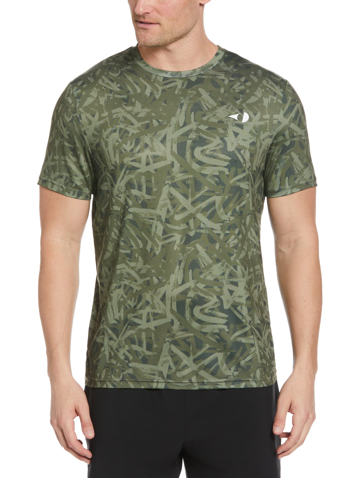Graffiti Print Tennis Tee (Olivine)