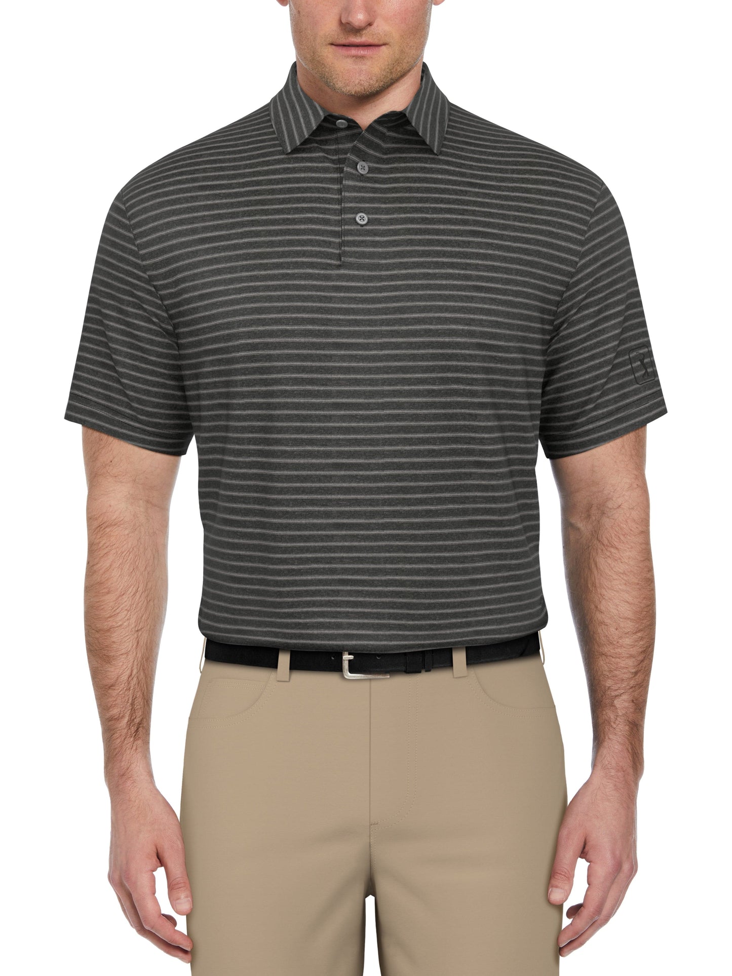 Heather Feeder Stripe Golf Polo (Grey Htr)