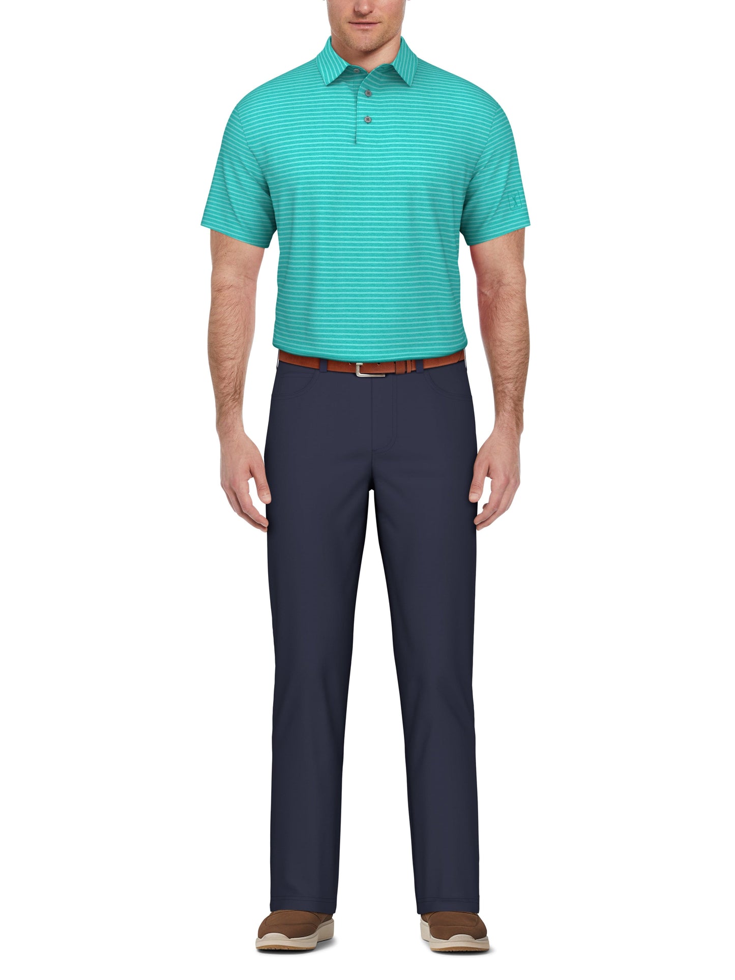 Men's Heather Feeder Stripe Golf Polo