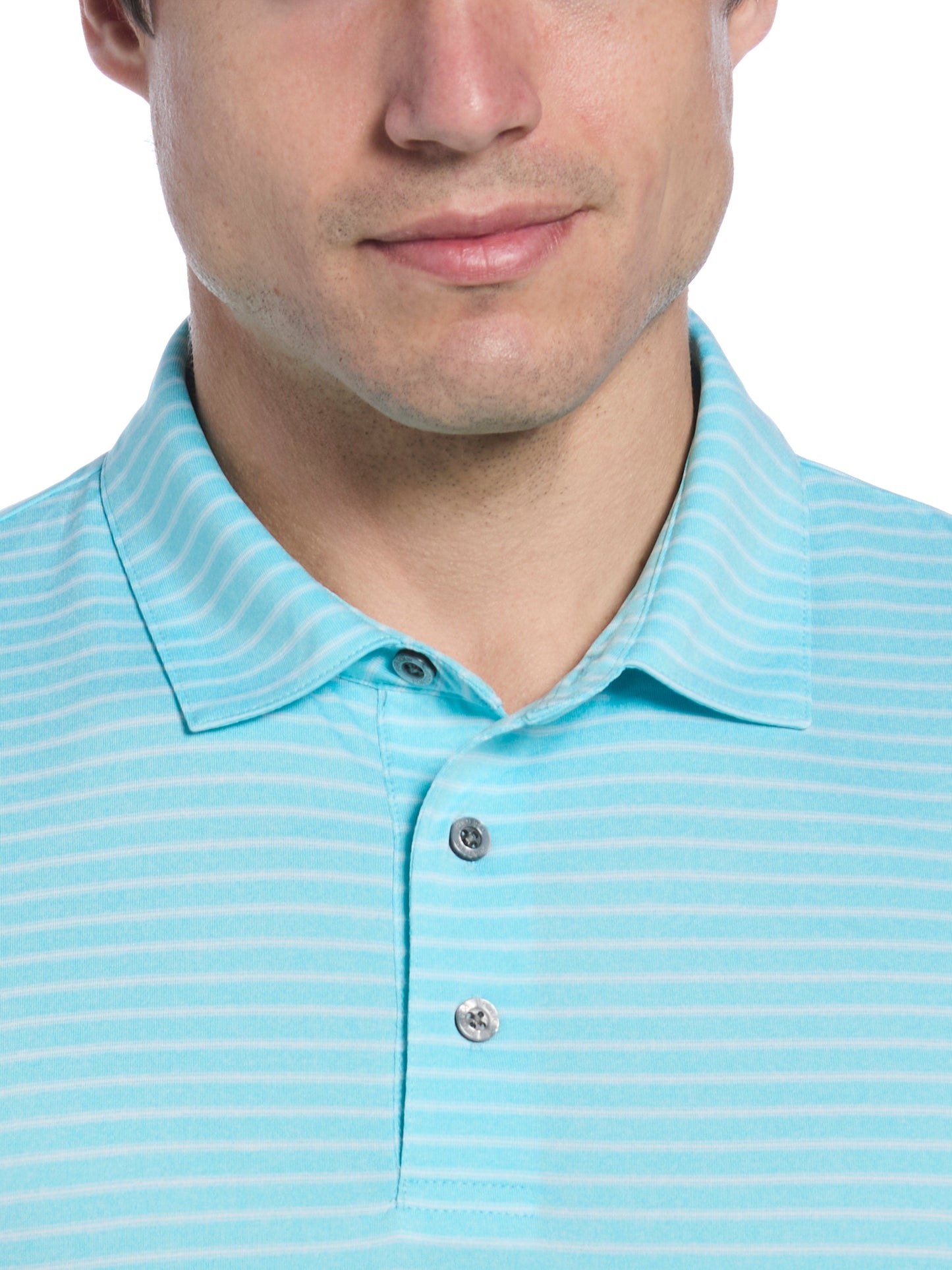 Men's Heather Feeder Stripe Golf Polo