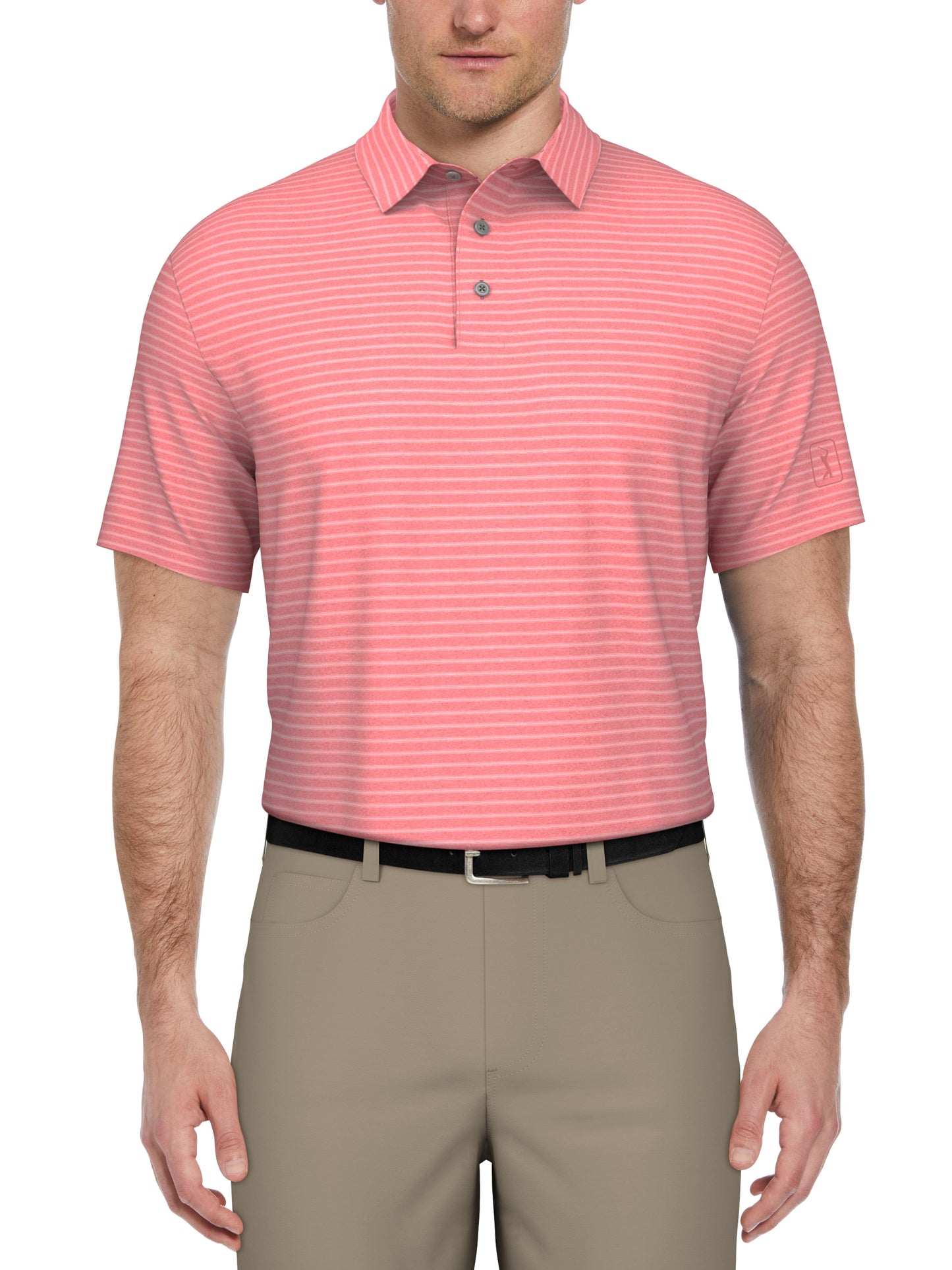 Short Sleeve HEATHER STRIPE FEEDER POLO (Plumeria Htr)