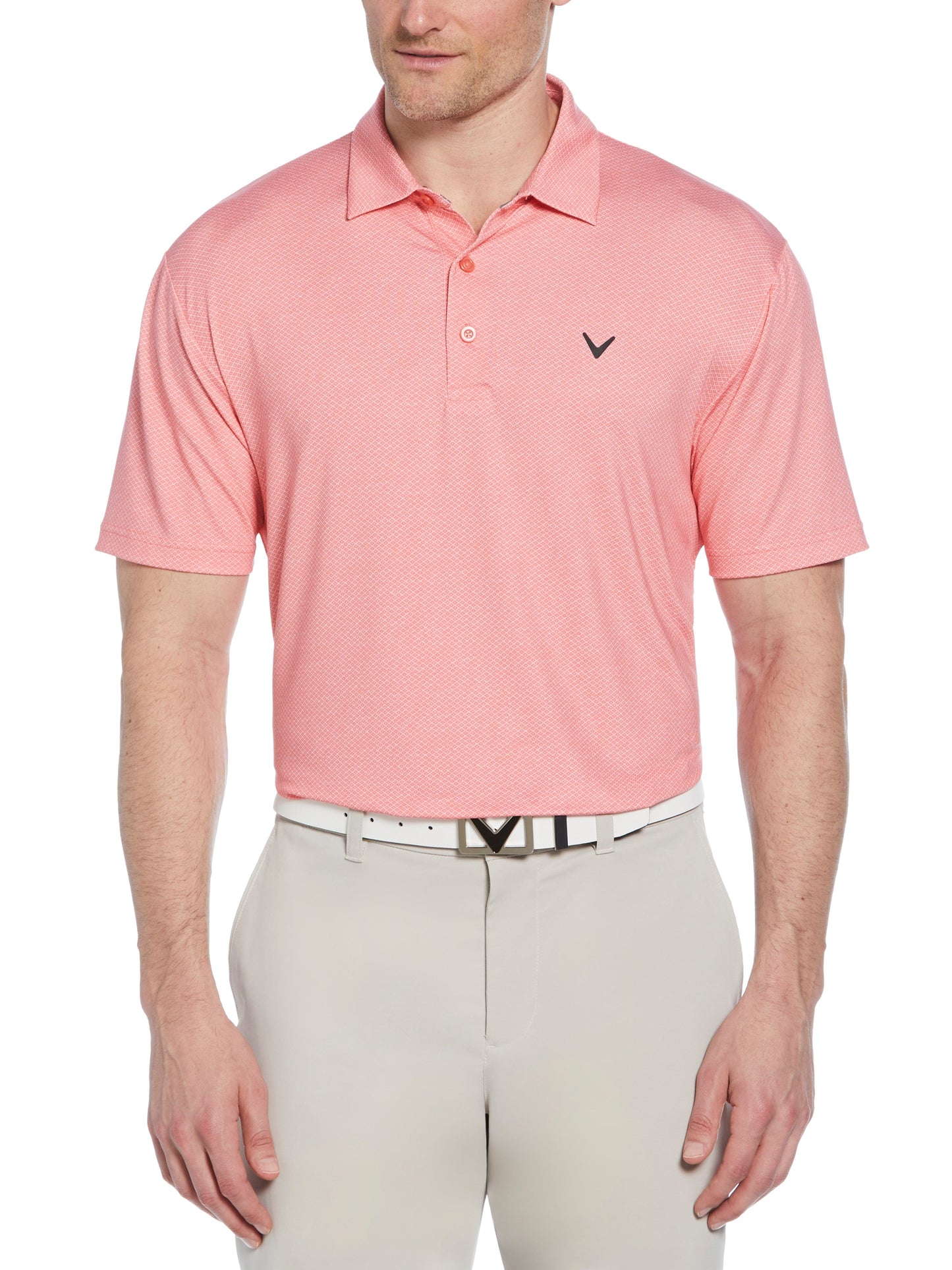 Heather Geo Print Golf Polo (Spiced Coral)