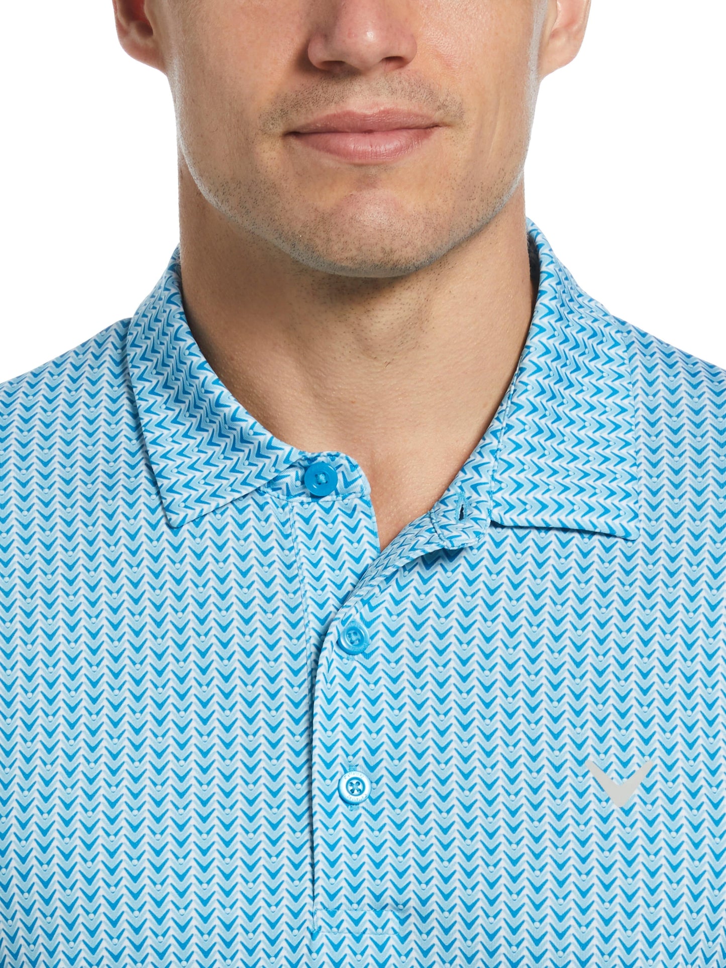 Men's Herringbone Print Polo