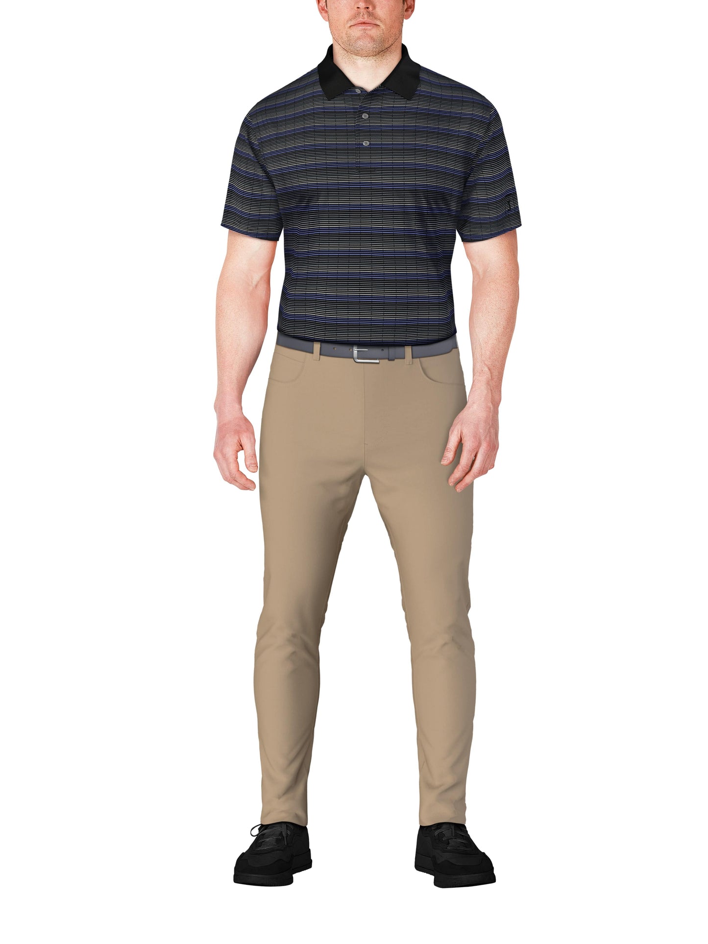 Men's Jacquard With Solid Rib Collar