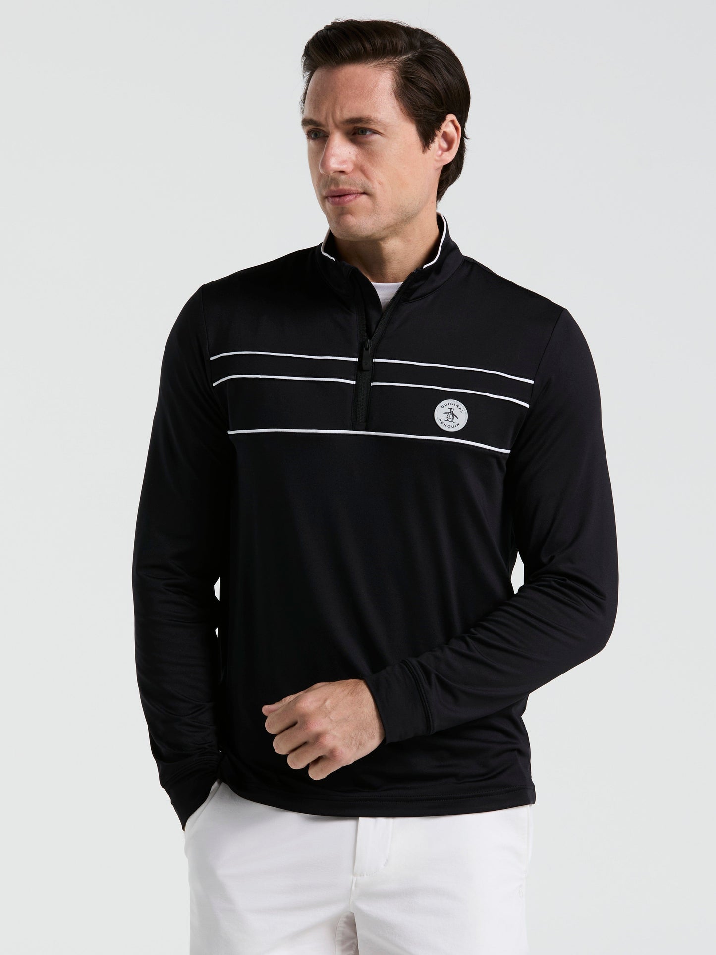 Lightweight 1/4" Zip Corded Pullover Golf Base Layer (Caviar)