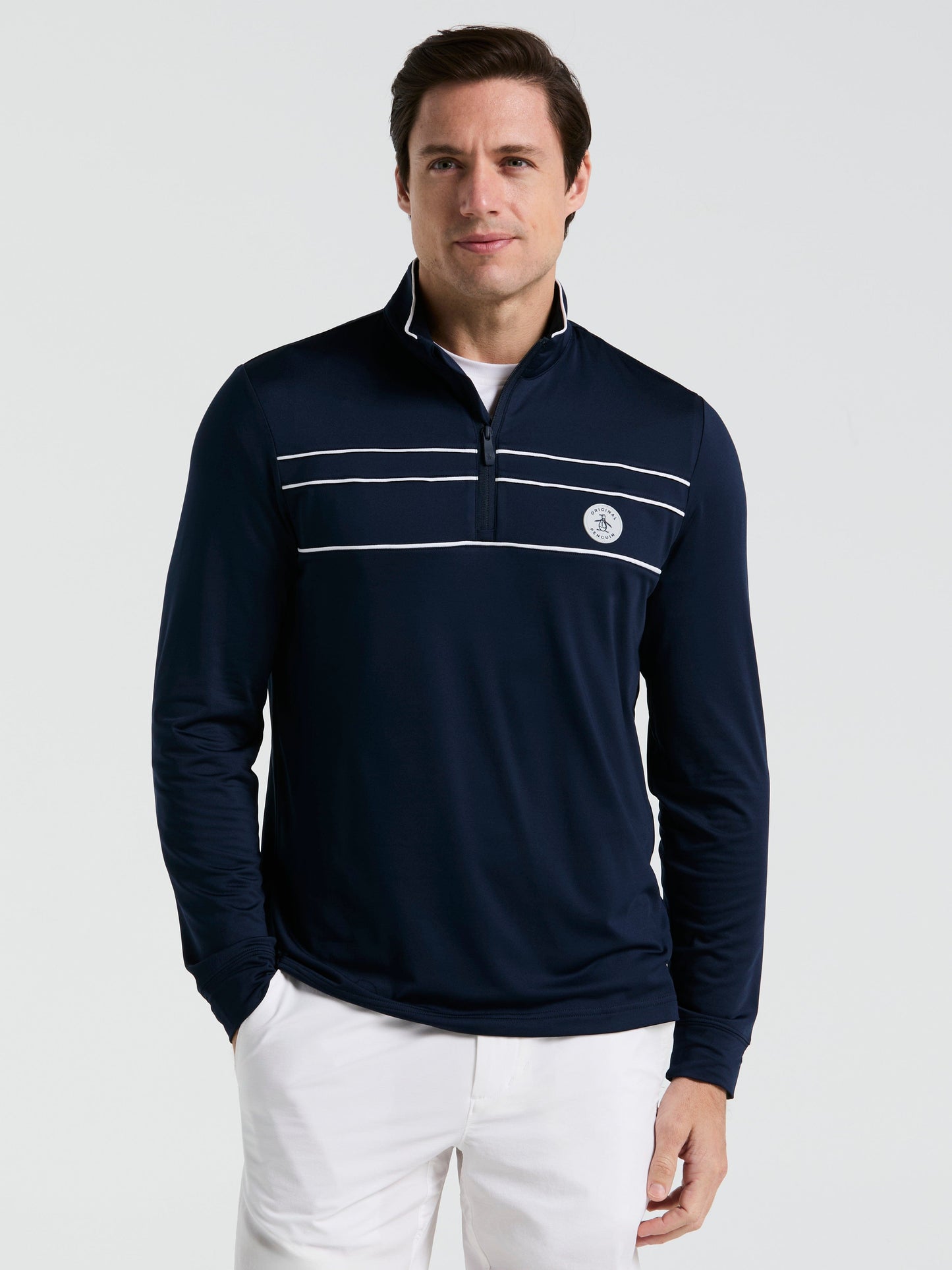 Lightweight 1/4" Zip Corded Pullover Golf Base Layer (Black Iris)