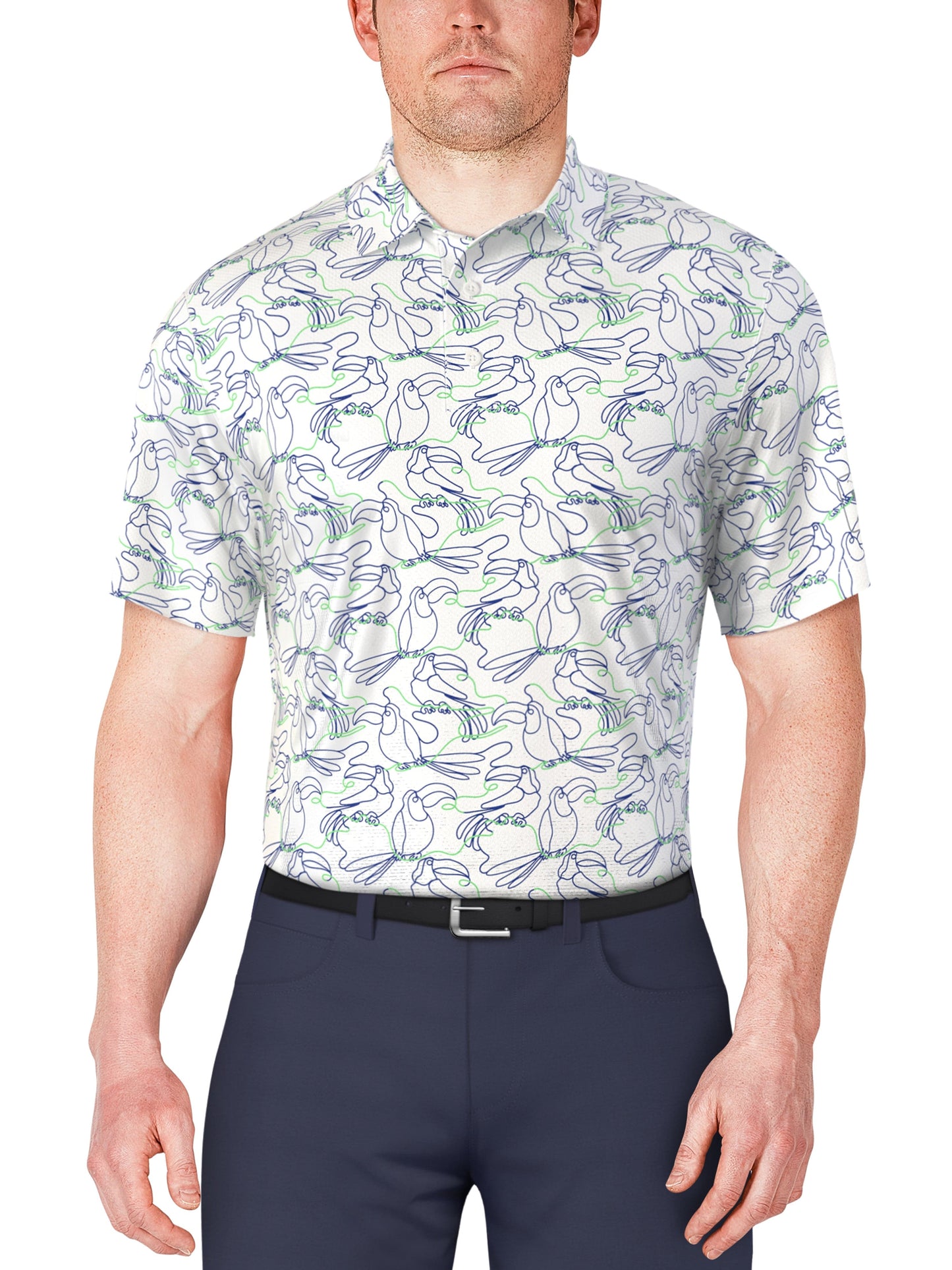 LINEAR TOUCAN PRINTED POLO (Bright White)