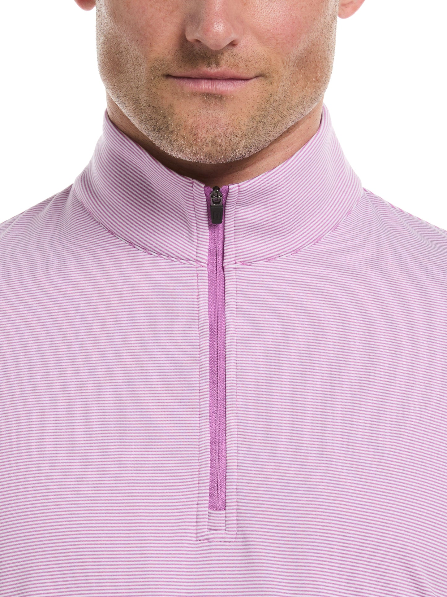 Men's Long Sleeve Feeder Stripe Mock Neck