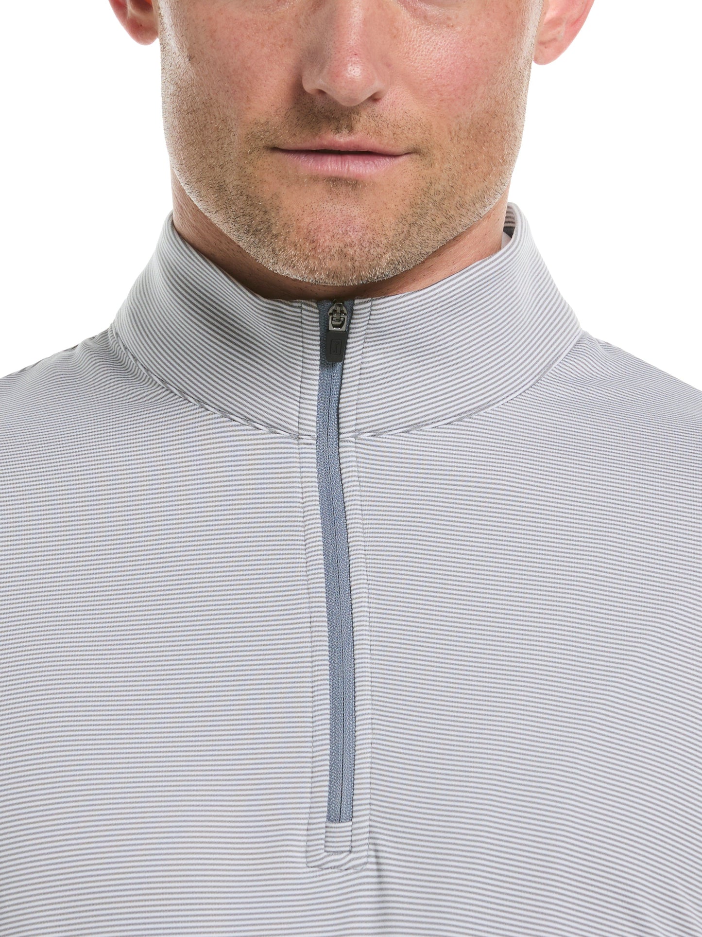 Men's Long Sleeve Feeder Stripe Mock Neck