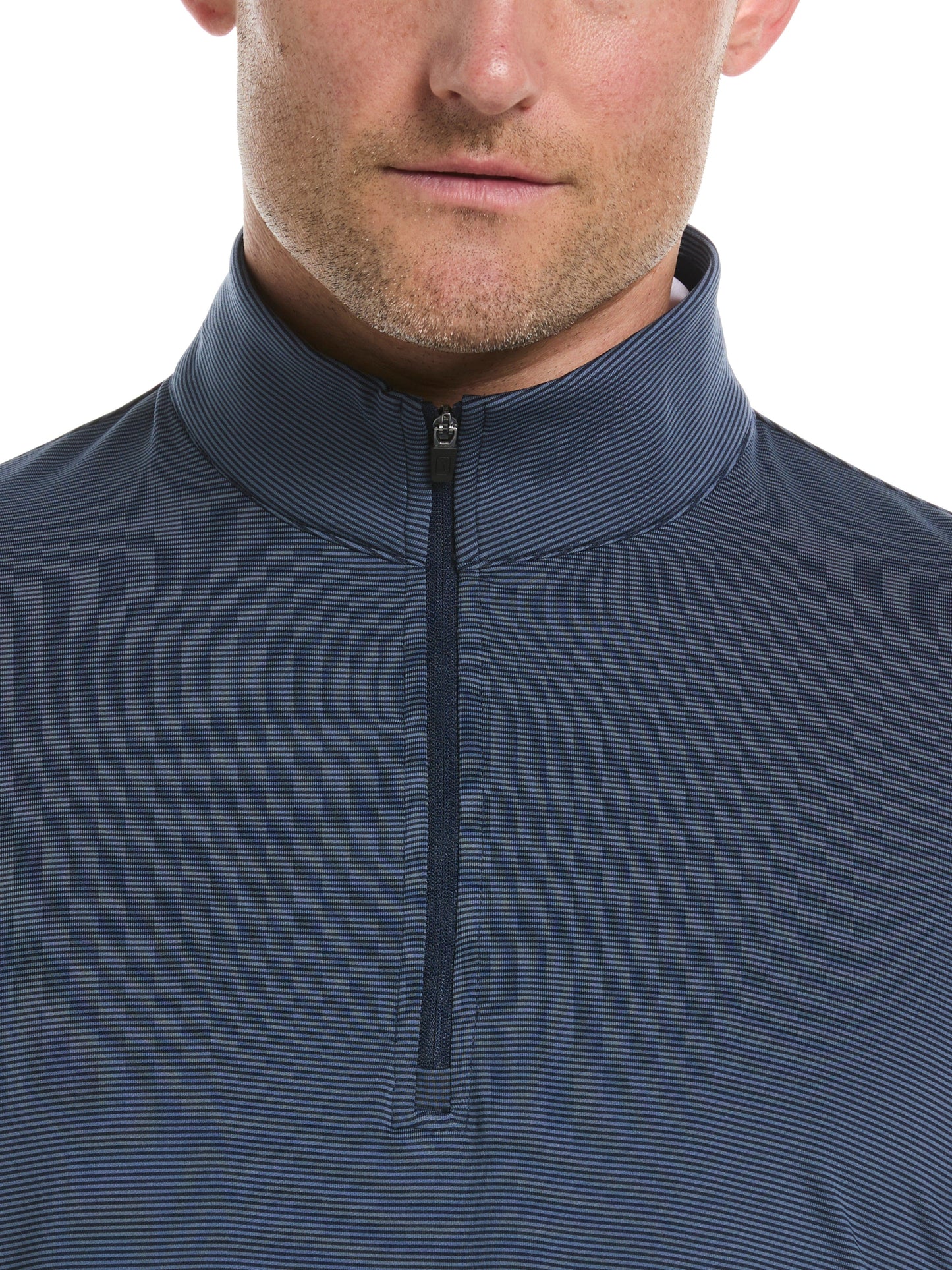 Men's Long Sleeve Feeder Stripe Mock Neck