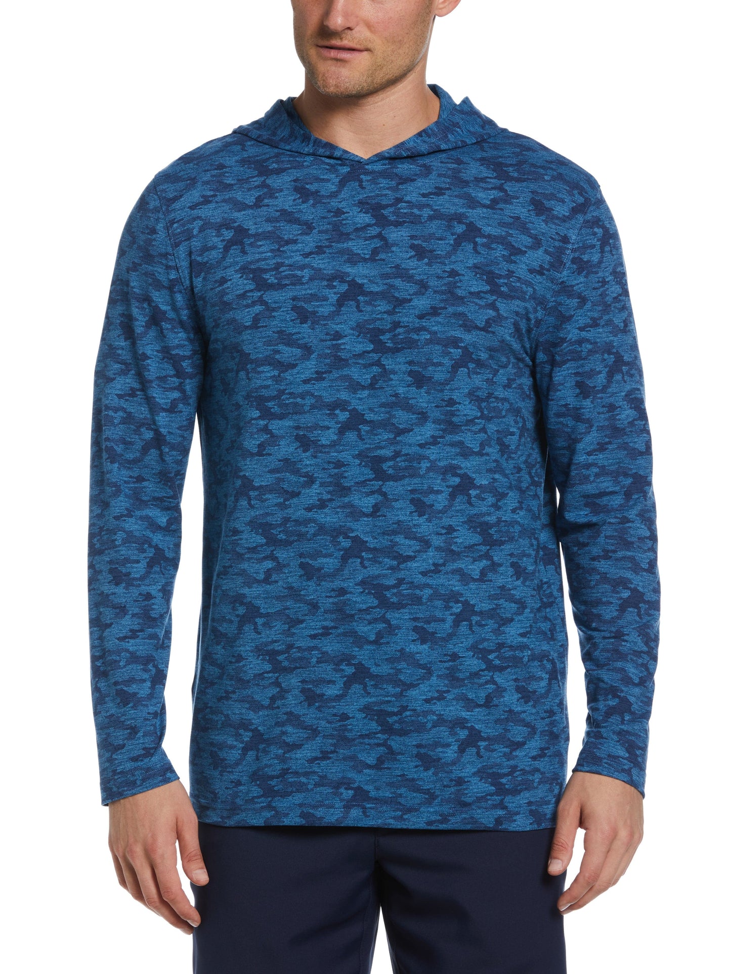 Lux Touch Camo Print Golf Hoodie (Blue Grouper Htr)