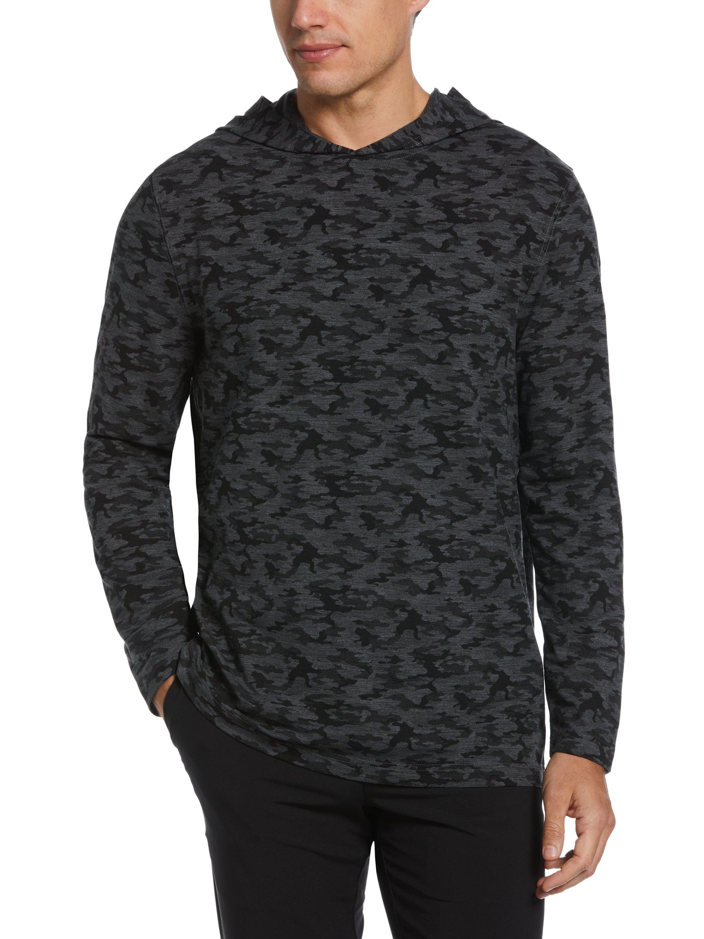 Lux Touch Camo Print Golf Hoodie (Iron Caviar Htr)