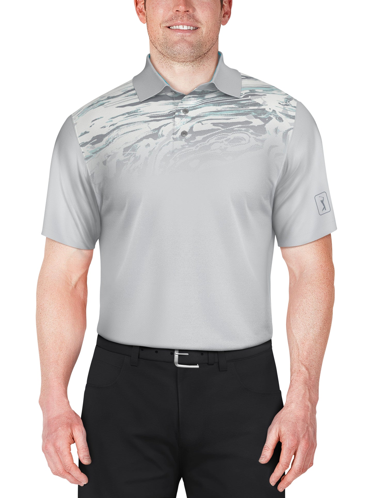 Marble Ombre Print Golf Polo (Gray Dawn)