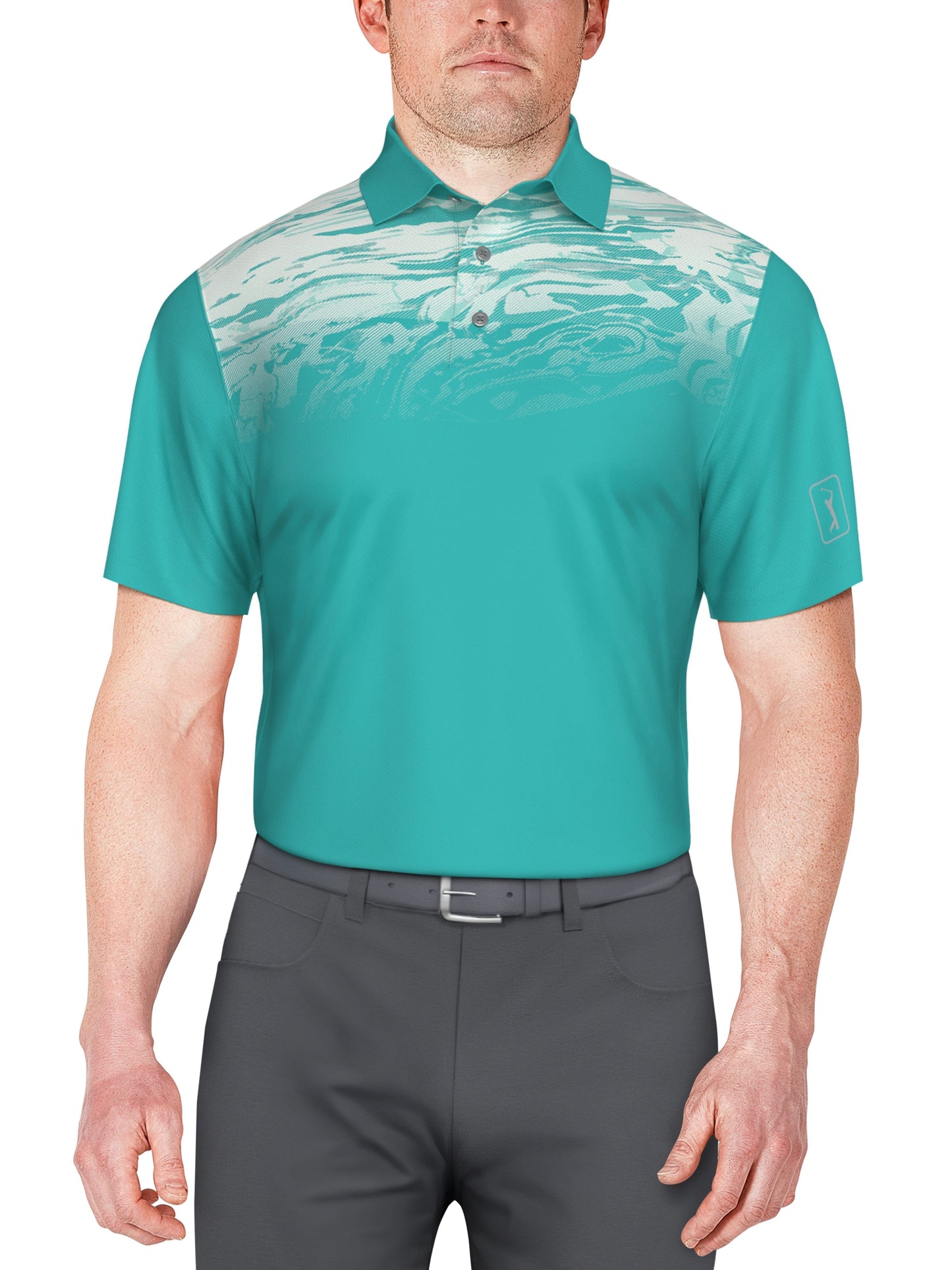 Marble Ombre Print Golf Polo (Scuba Blue)