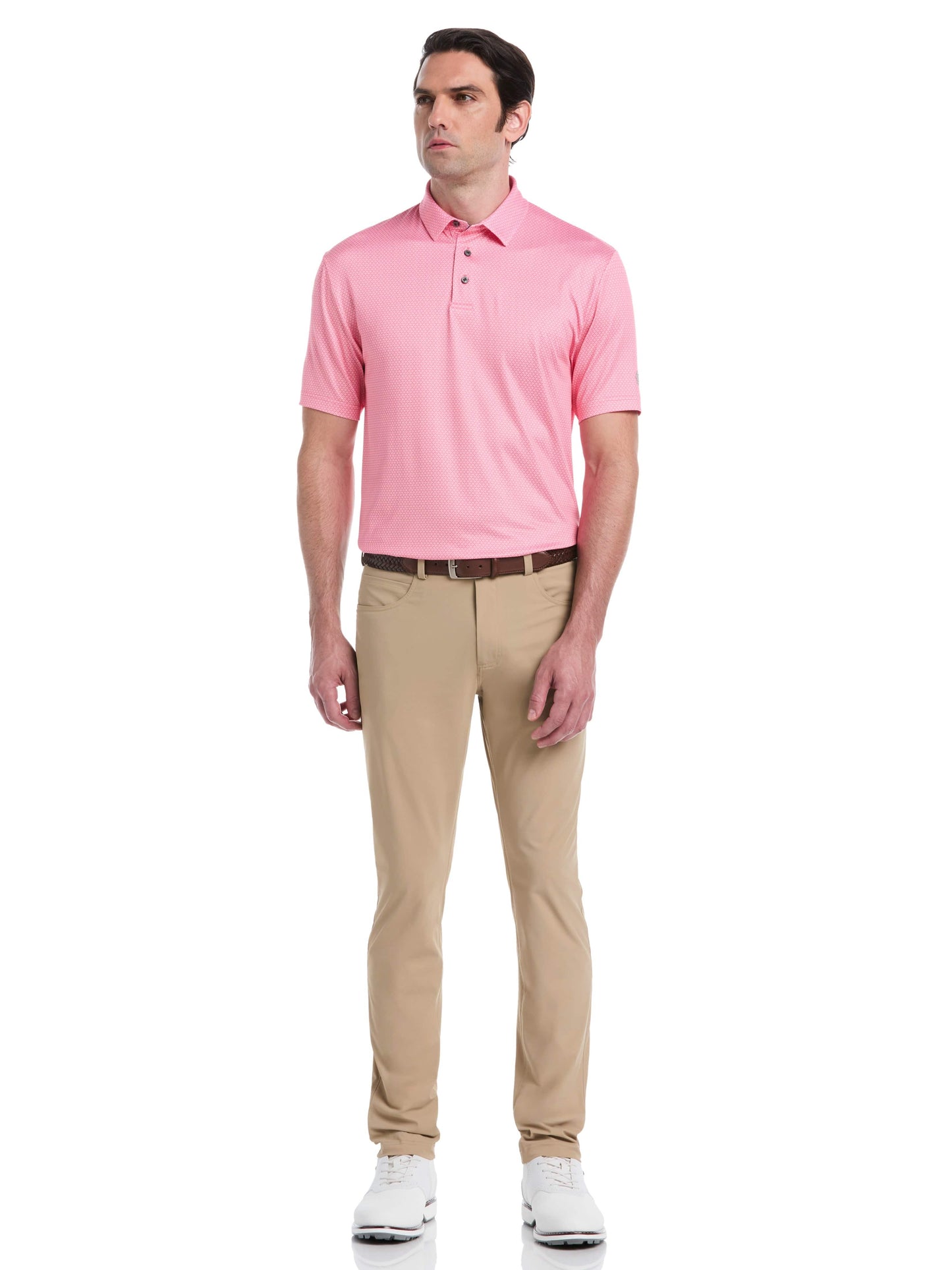Men's Micro Geometric Print Golf Polo