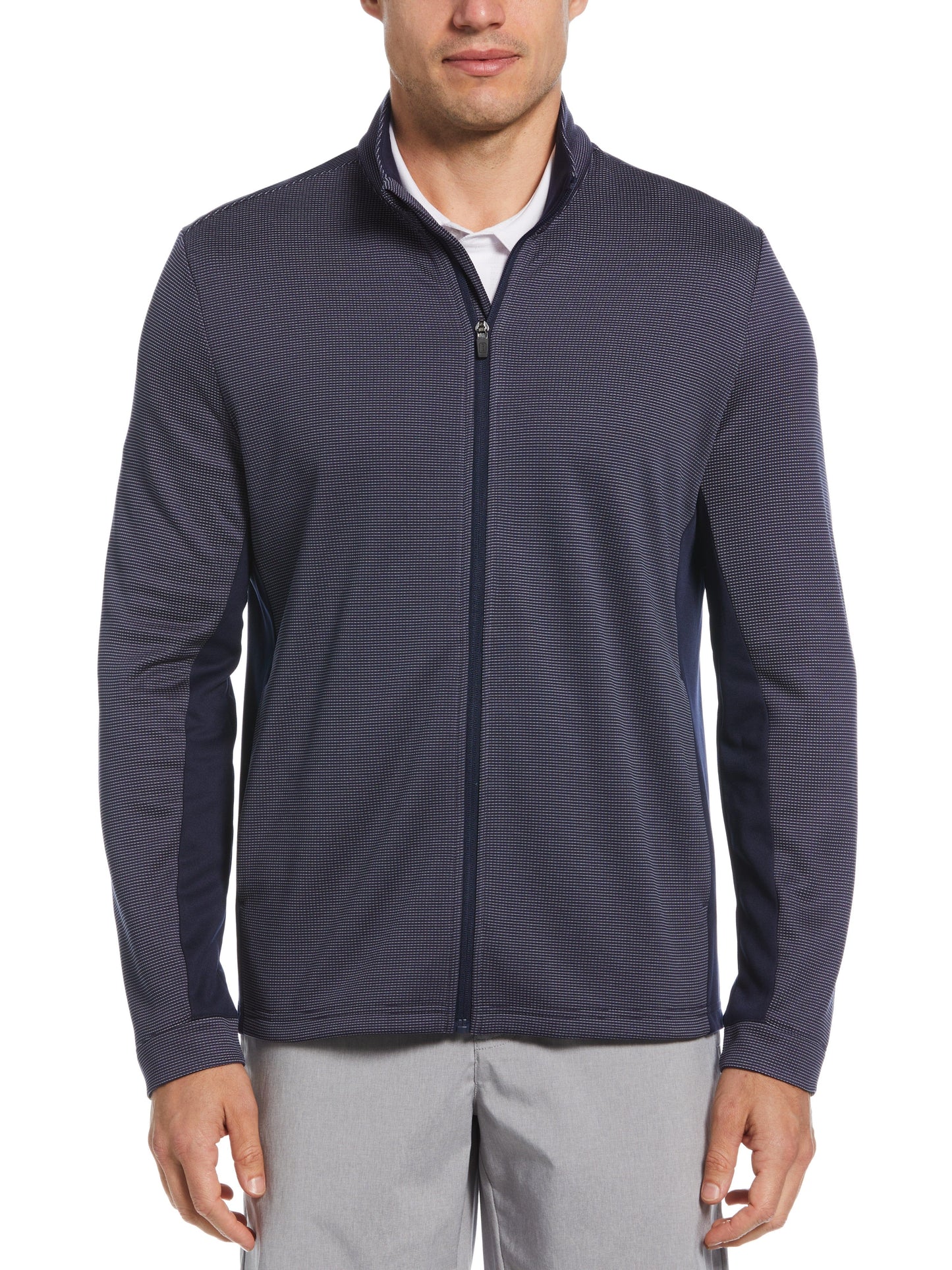 Micro Jacquard Full Zip Golf Jacket (Peacoat)
