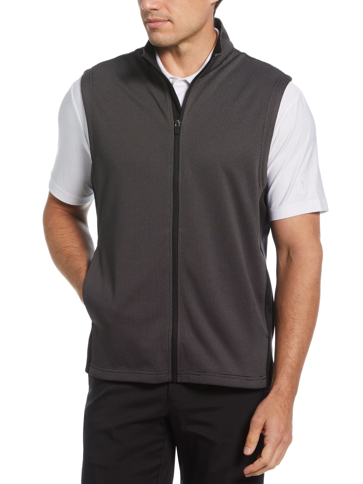 Micro Jacquard Full Zip Golf Vest (Caviar)