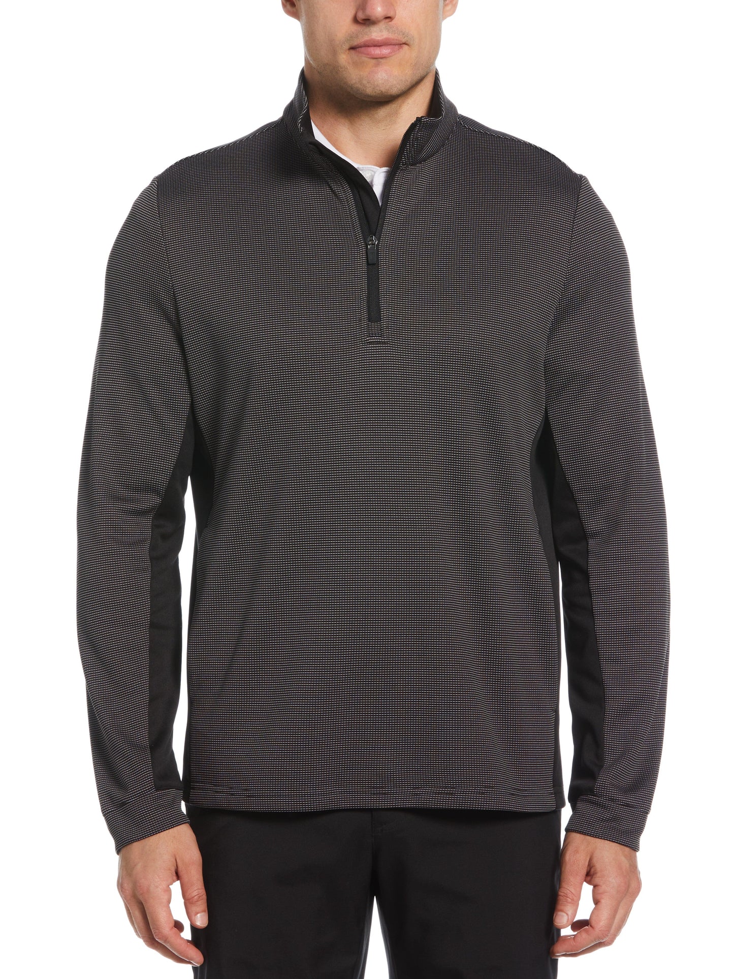 Micro Jacquard Quarter Zip Golf Jacket (Caviar)