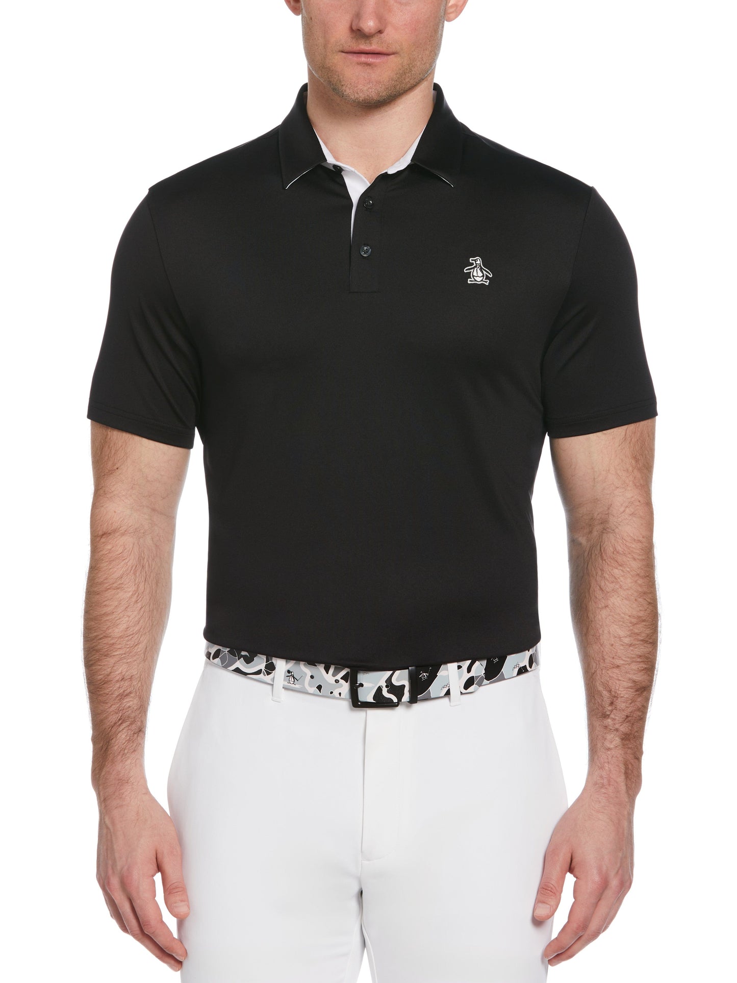Original Block Design Short Sleeve Golf Polo Shirt (Caviar)