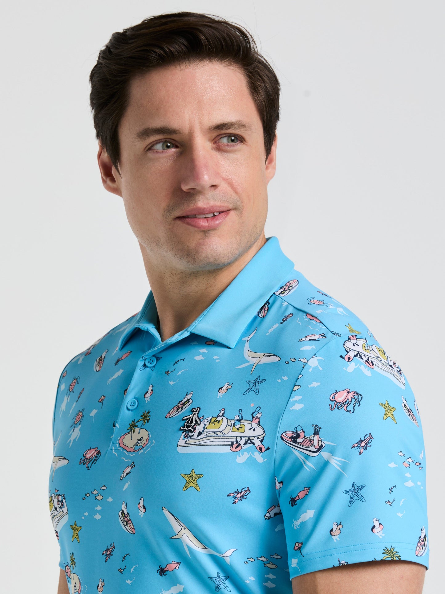 Men's Peten The Boat Print Golf Polo