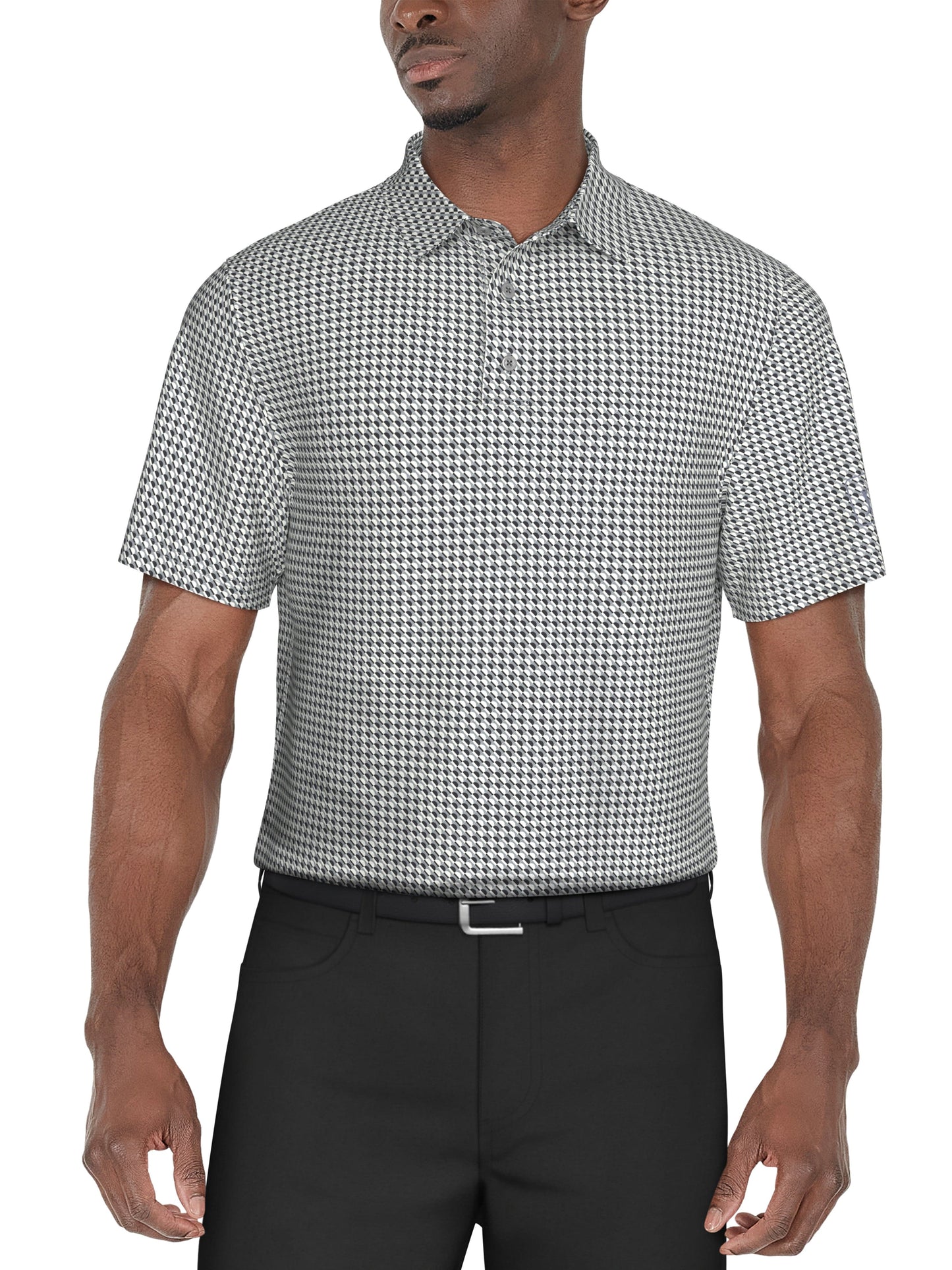 Regimental Geo Print Golf Polo (Iron Gate)