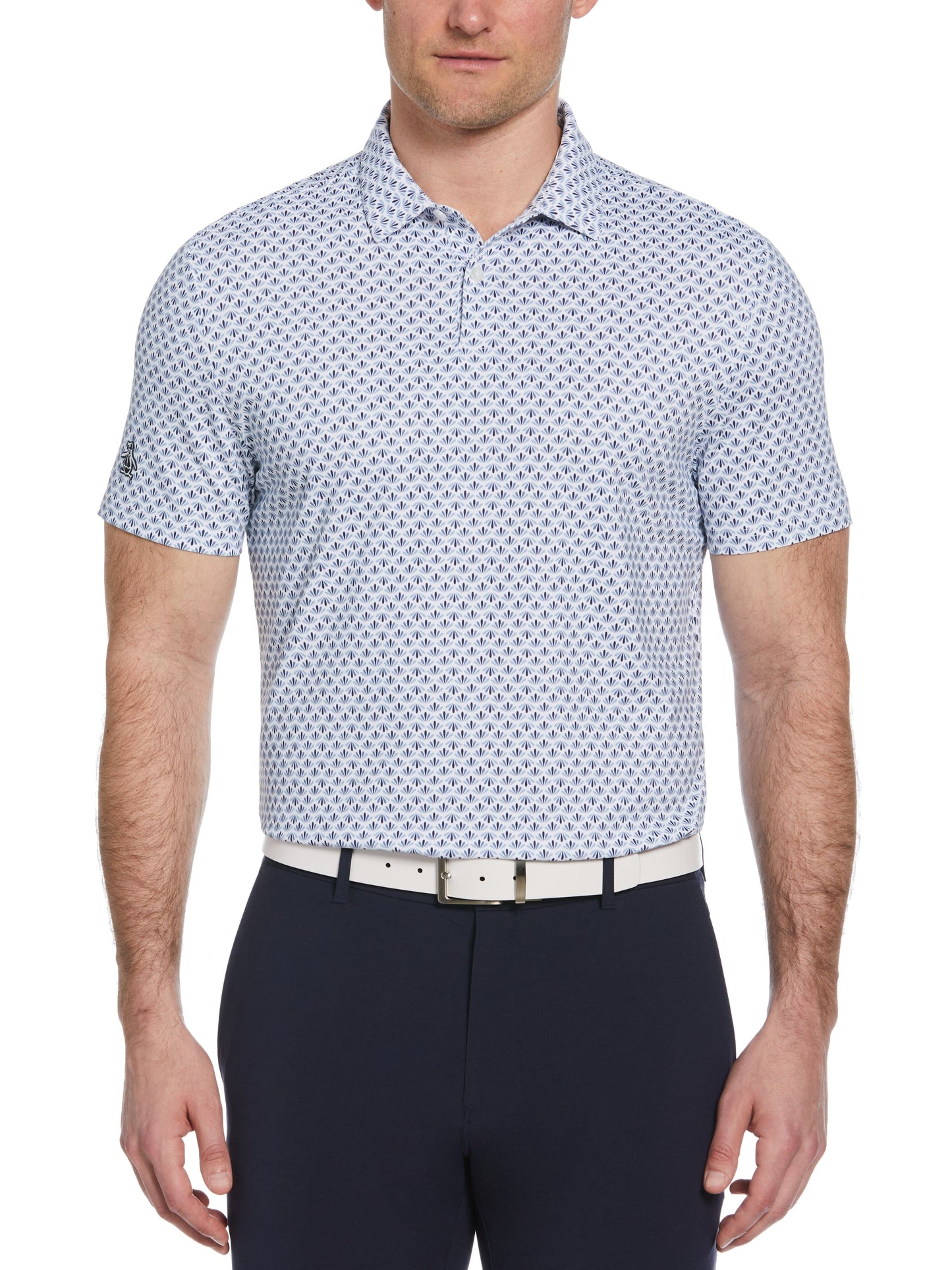 Retro Geo Print Golf Polo (Black Iris)