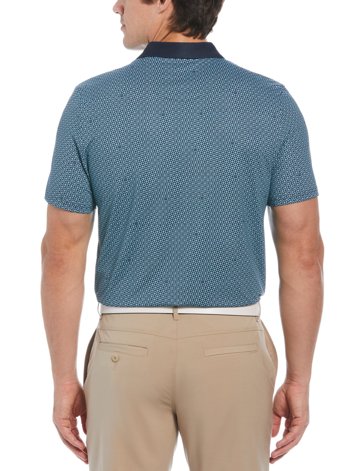 Men's Retro Micro Floral Print Short Sleeve Golf Polo Shirt