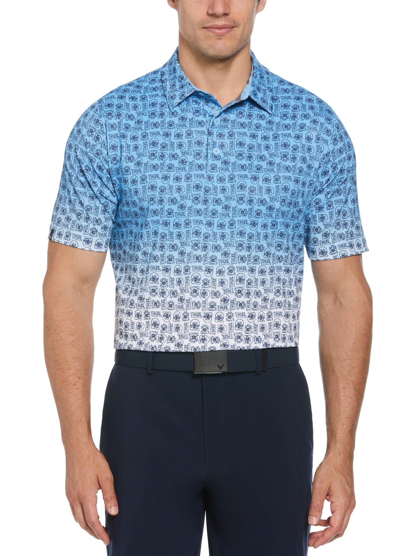 Retro Tech Ombre Print Golf Polo (Comet Sea Star)