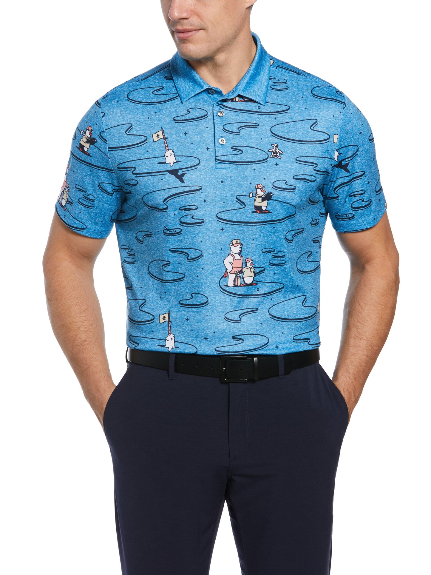 Men's Short Sleeve All Over Polar Pete Print Oxford Polo