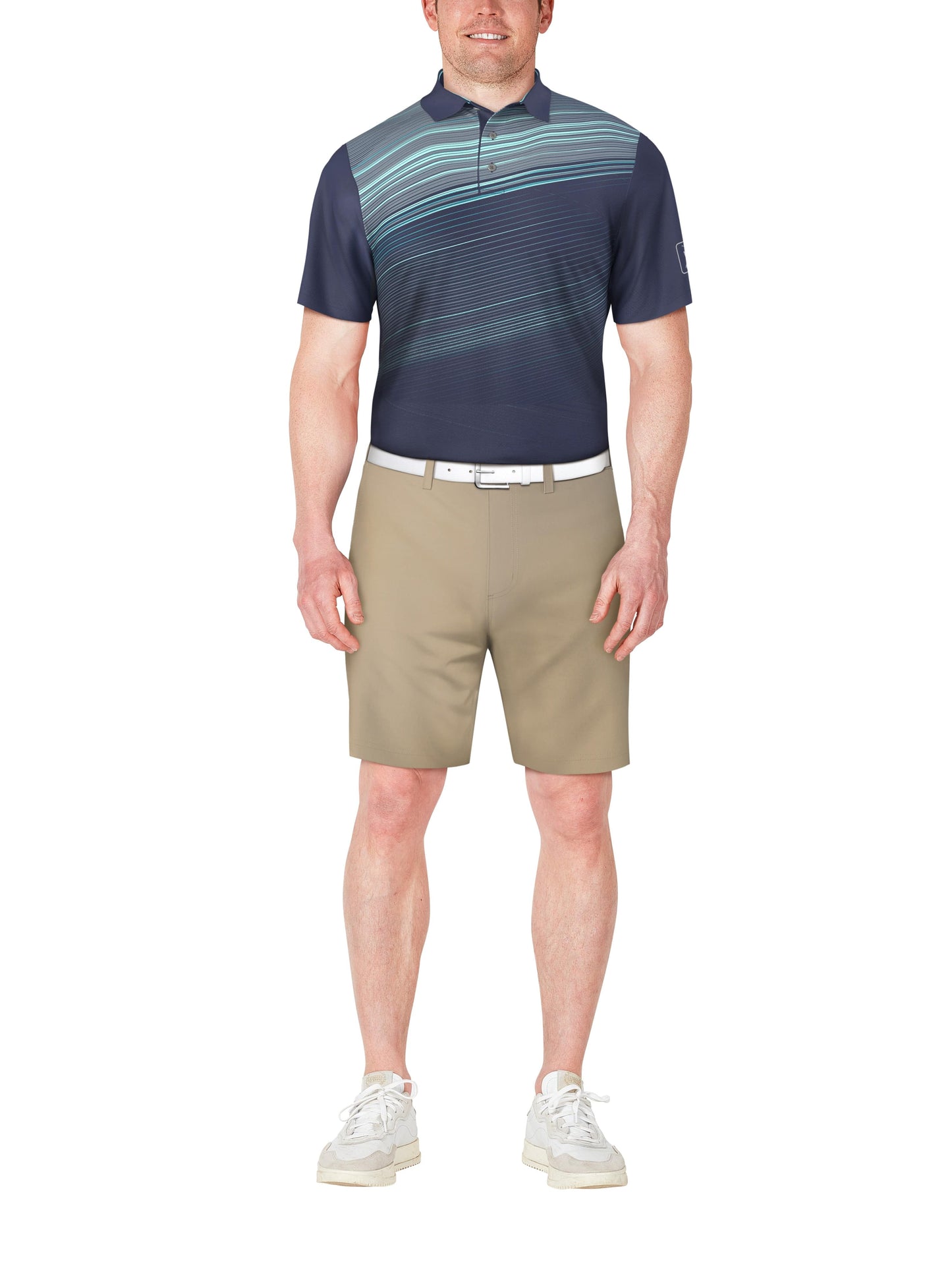 Men's Short Sleeve Asymmetric Stripe Printed Polo