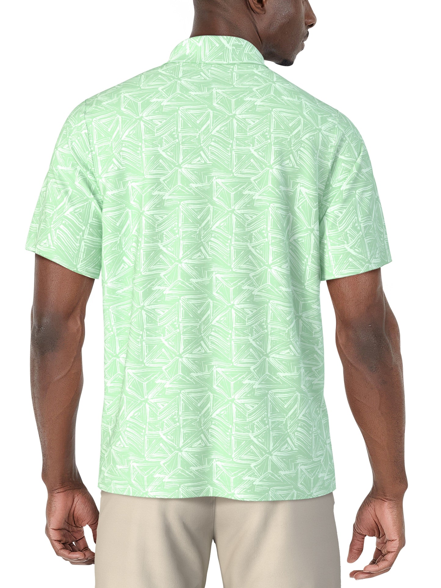 Men's Short Sleeve Brush Strokes Geo Printed Polo
