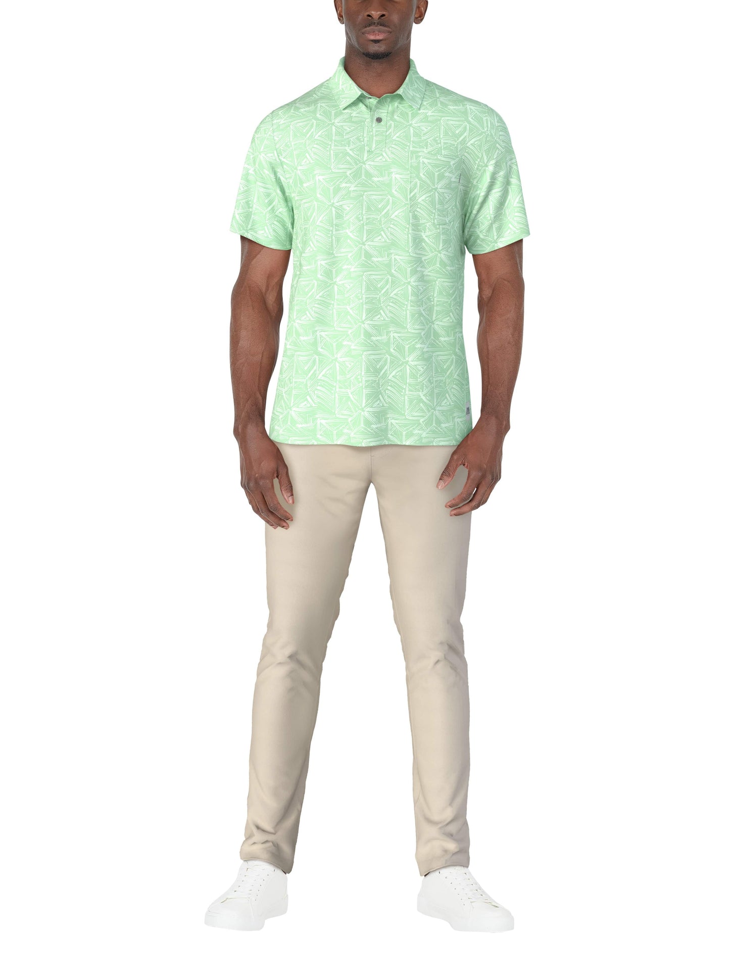 Men's Short Sleeve Brush Strokes Geo Printed Polo